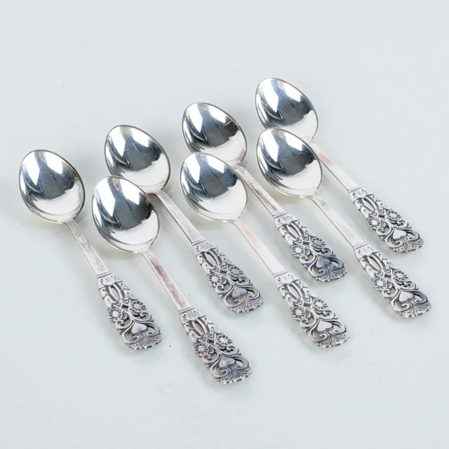 CUCHARAS DE CAFÉ, 7 piezas, plata, CESON 1975
