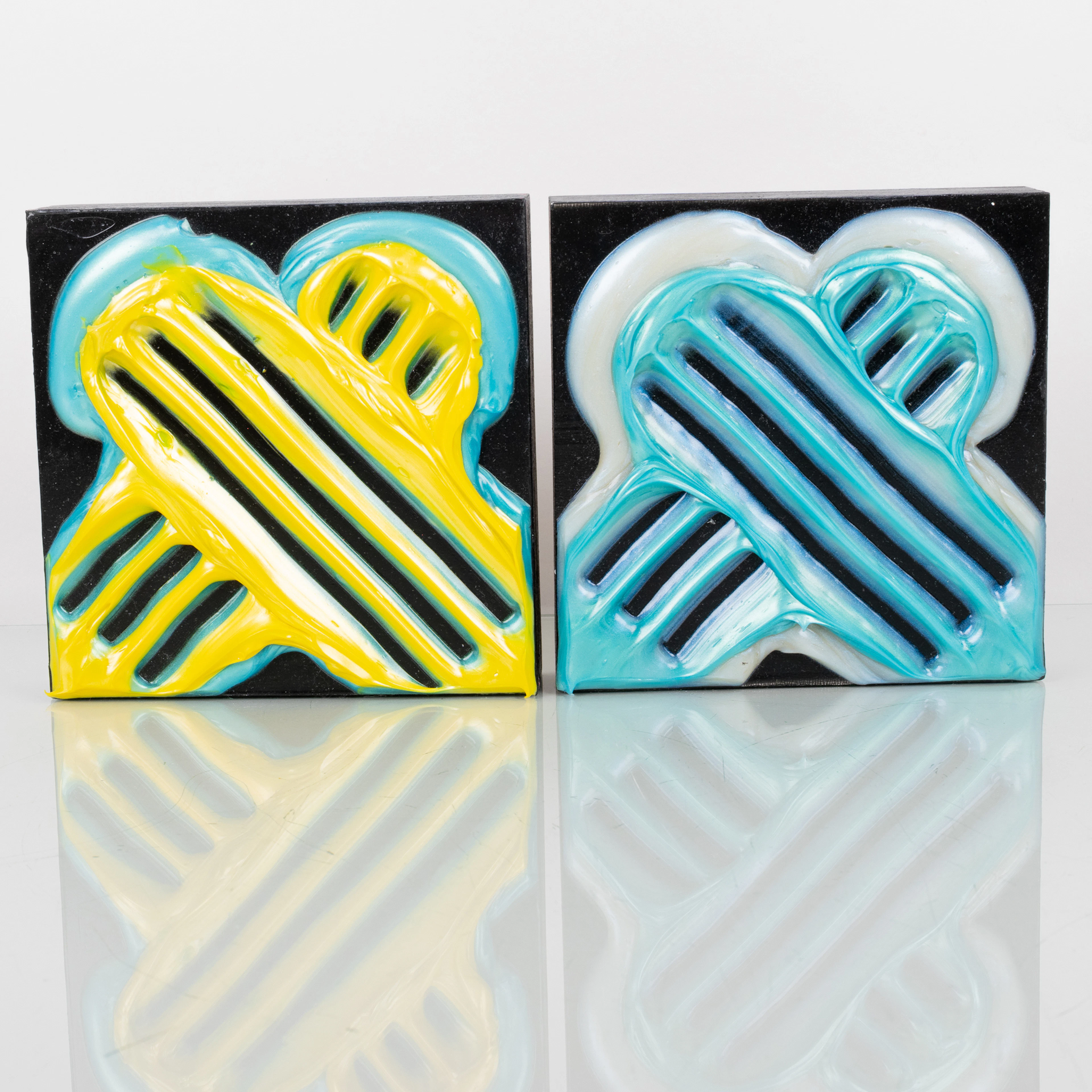 ALBERT CONTRERAS (USA, 1933-2017), 2 reliefs, acrylic gel on pannå