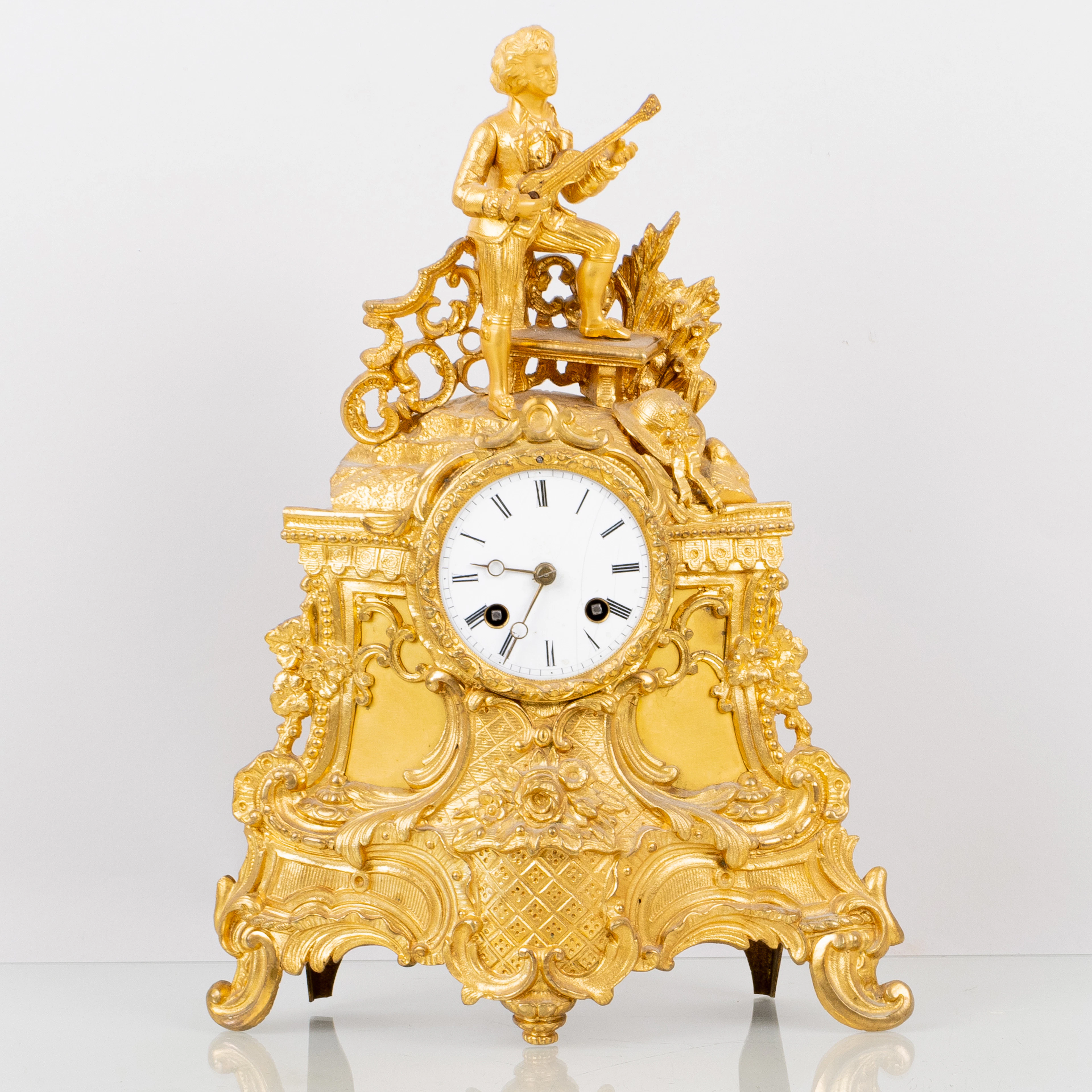 Péndulo de mesa, metal bronceado, 1800