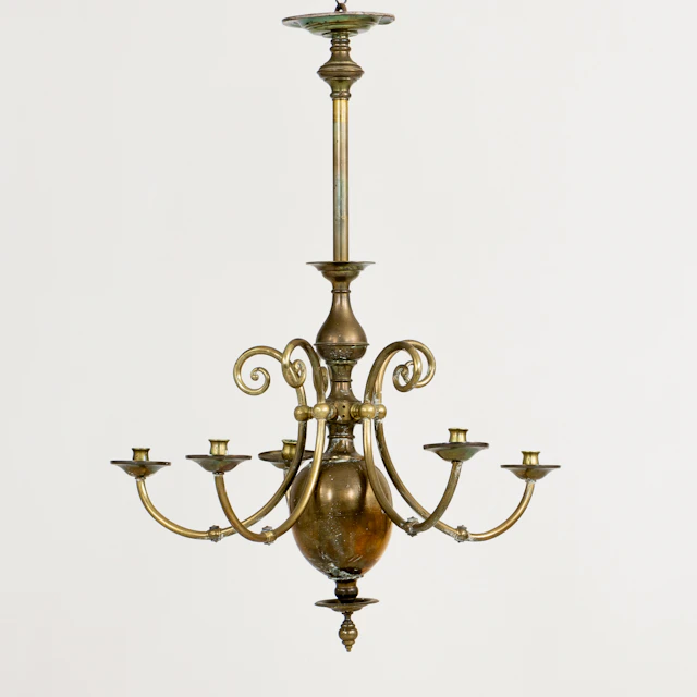CHANDELIER, brass, baroque style, 1800s/1900s