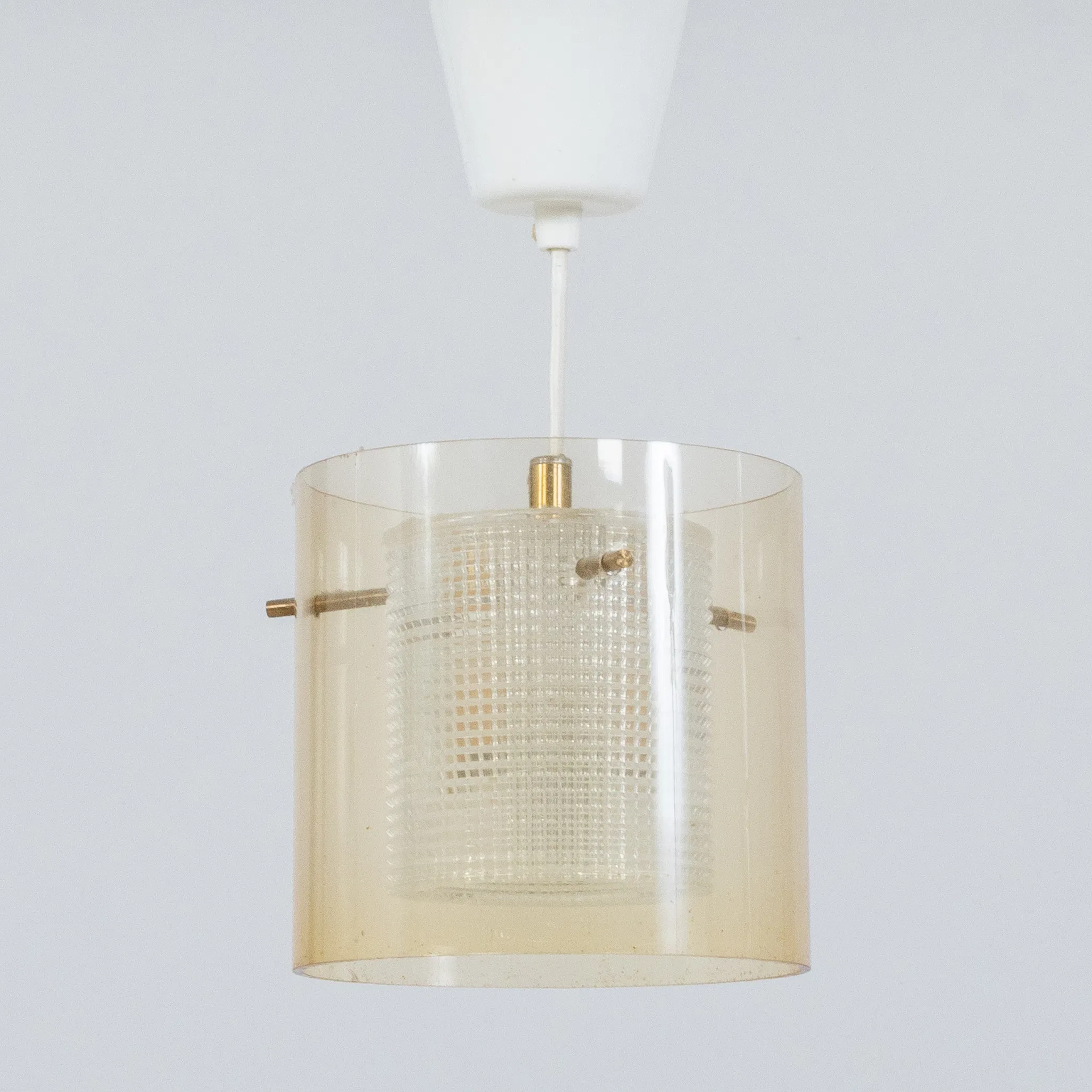 CEILING LAMP, brass and glass, mid-1900s