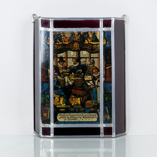 LAMPSHADE/WINDOW DÉCOR, STAINED GLASS, 1900s