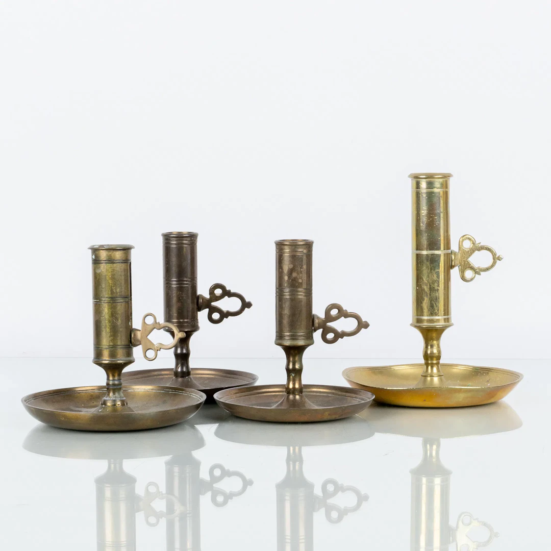 CANDELABROS DE NOCHE, 4 piezas, latón y mineral, incluyendo Skultuna