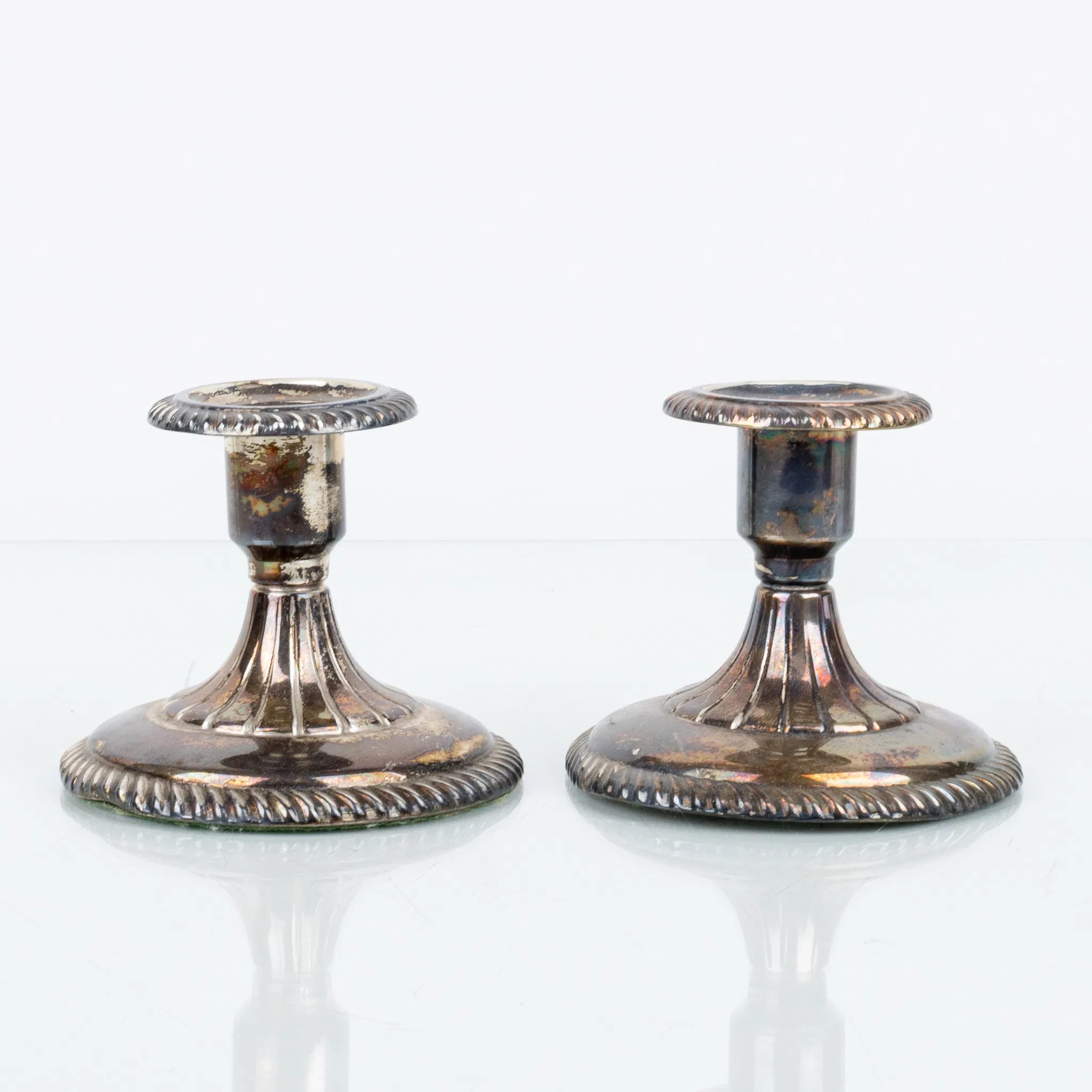 CANDELABROS, 1 par, plata, siglo XX