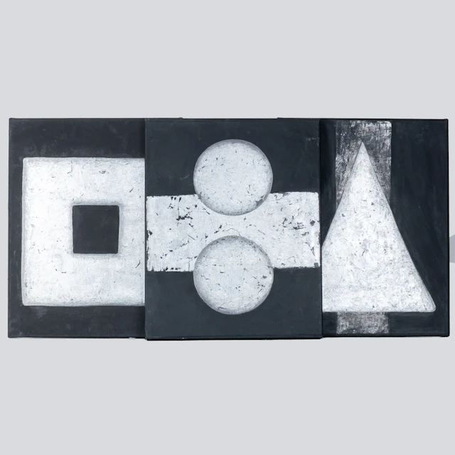 ELISABETH MORITZ (born 1956), 3 triptychs, mixed media on canvas, signed