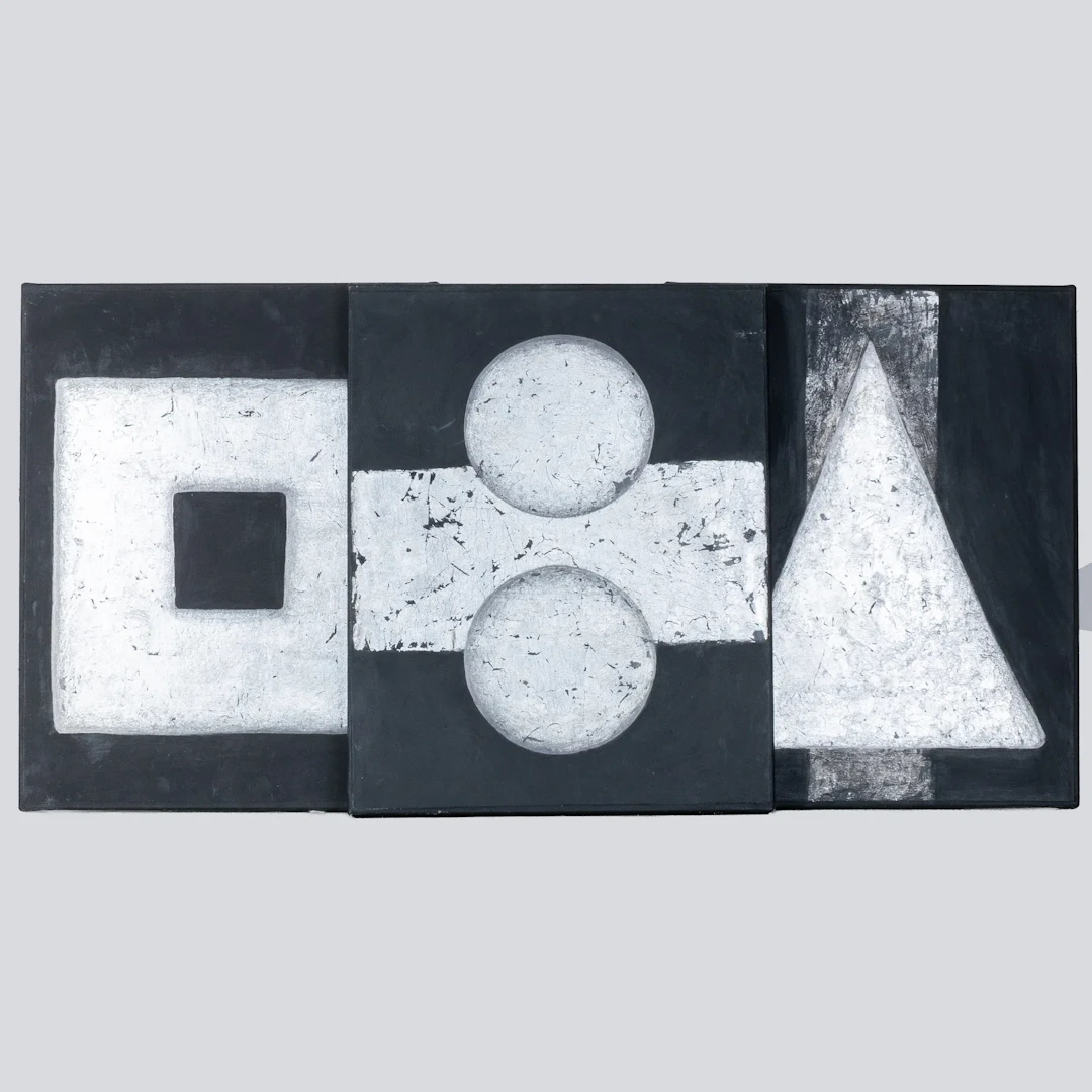 ELISABETH MORITZ (born 1956), 3 triptychs, mixed media on canvas, signed