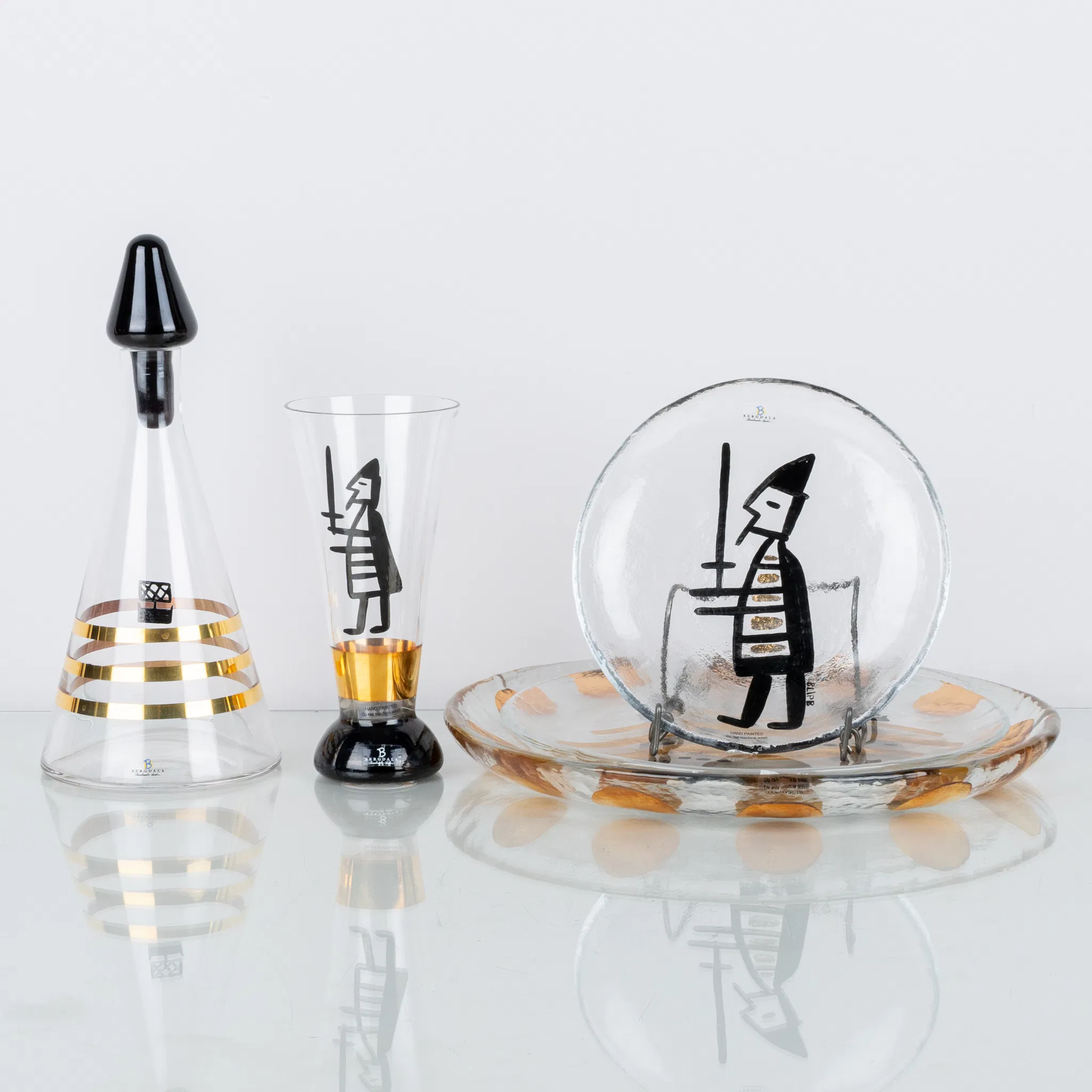 BENGT LINDBERG, 5 pieces, glass, Bergdala glassworks