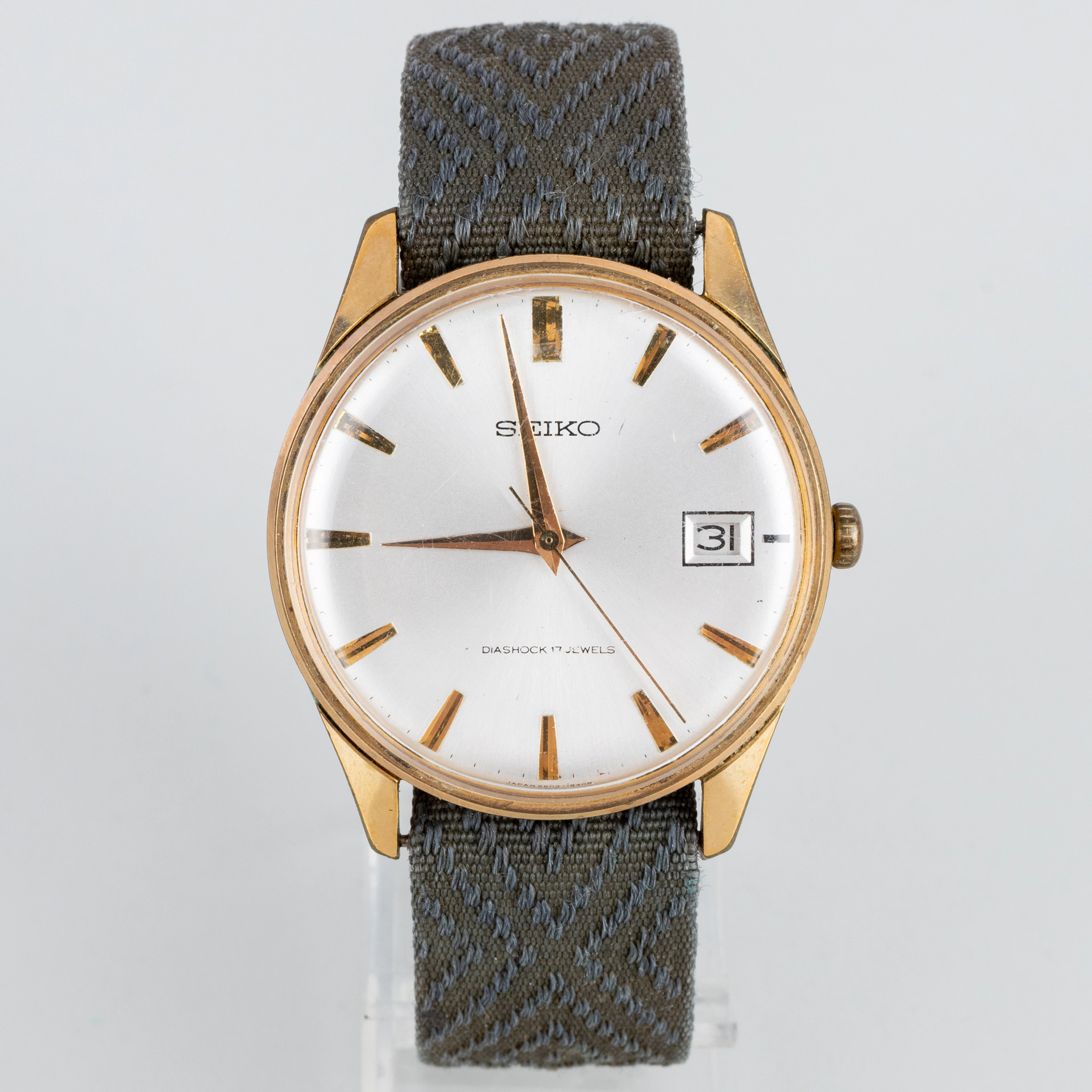 SEIKO, diashock, montre-bracelet, or sur acier