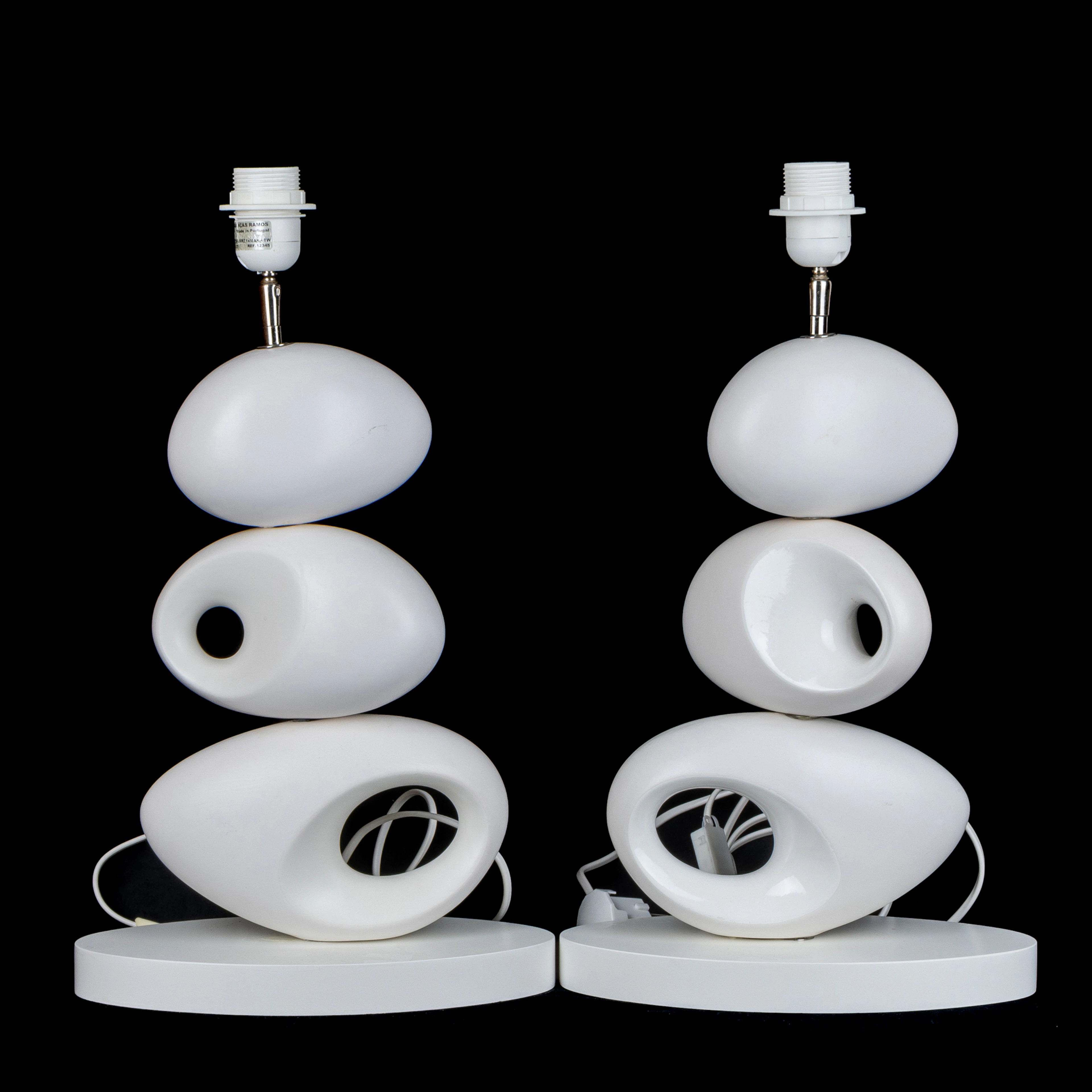 LAMPES DE TABLE, 1 paire, porcelaine, Faiancas Ramos, Portugal, contemporaine
