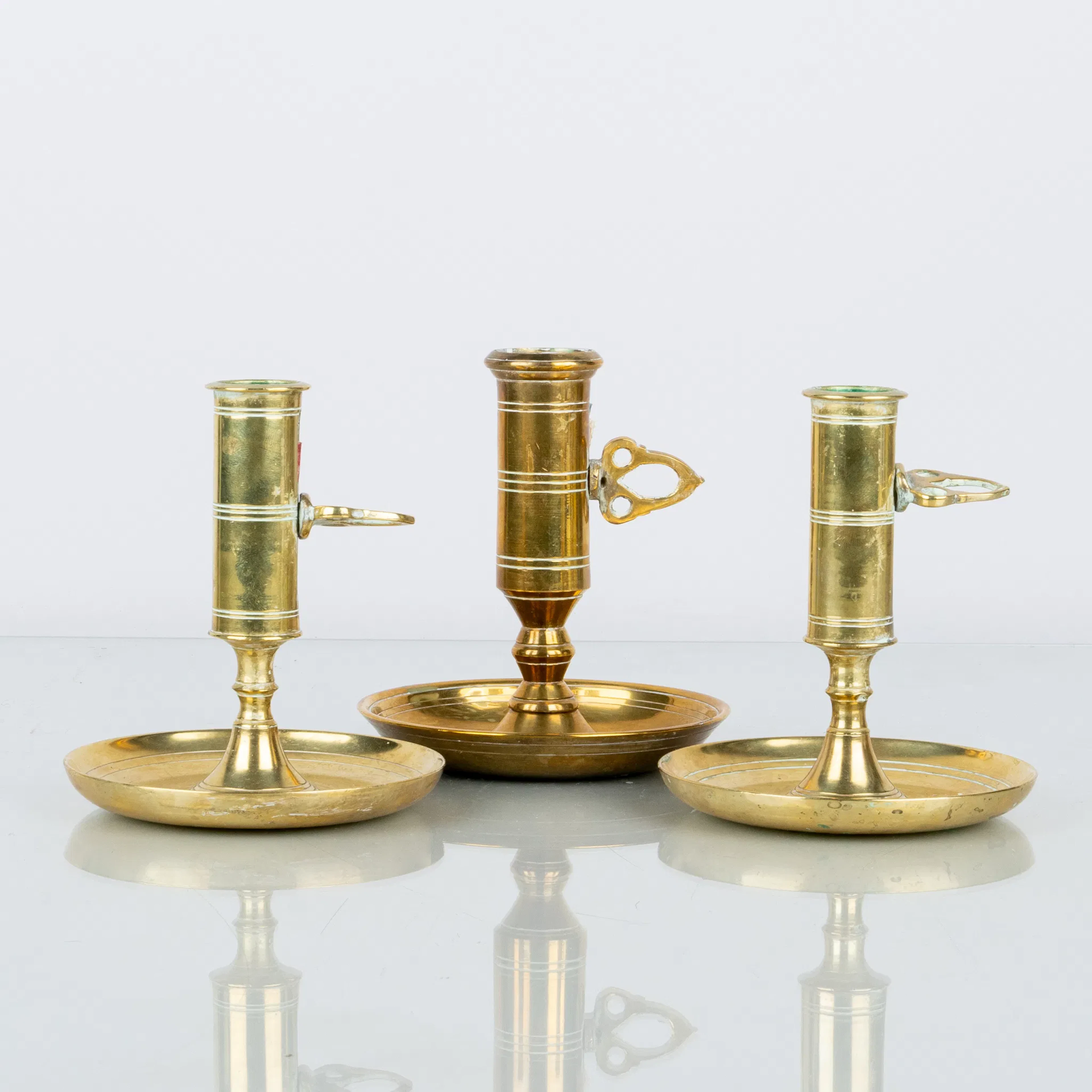 CANDELABRI NOTTURNI, 3 pezzi, ottone, 1800/1900s