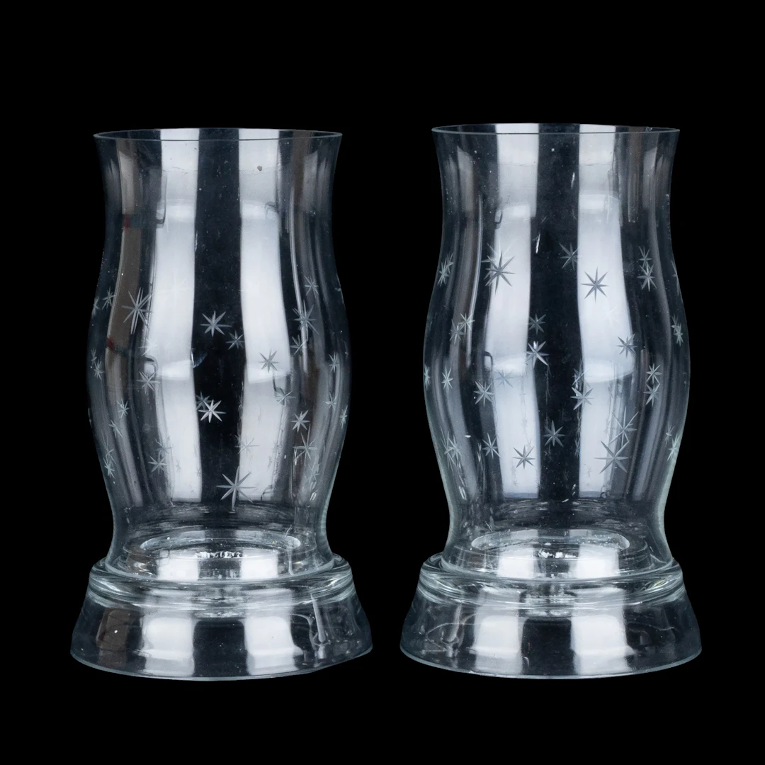 LINTERNA DE TORMENTA, 1 par, cristal, siglo XX