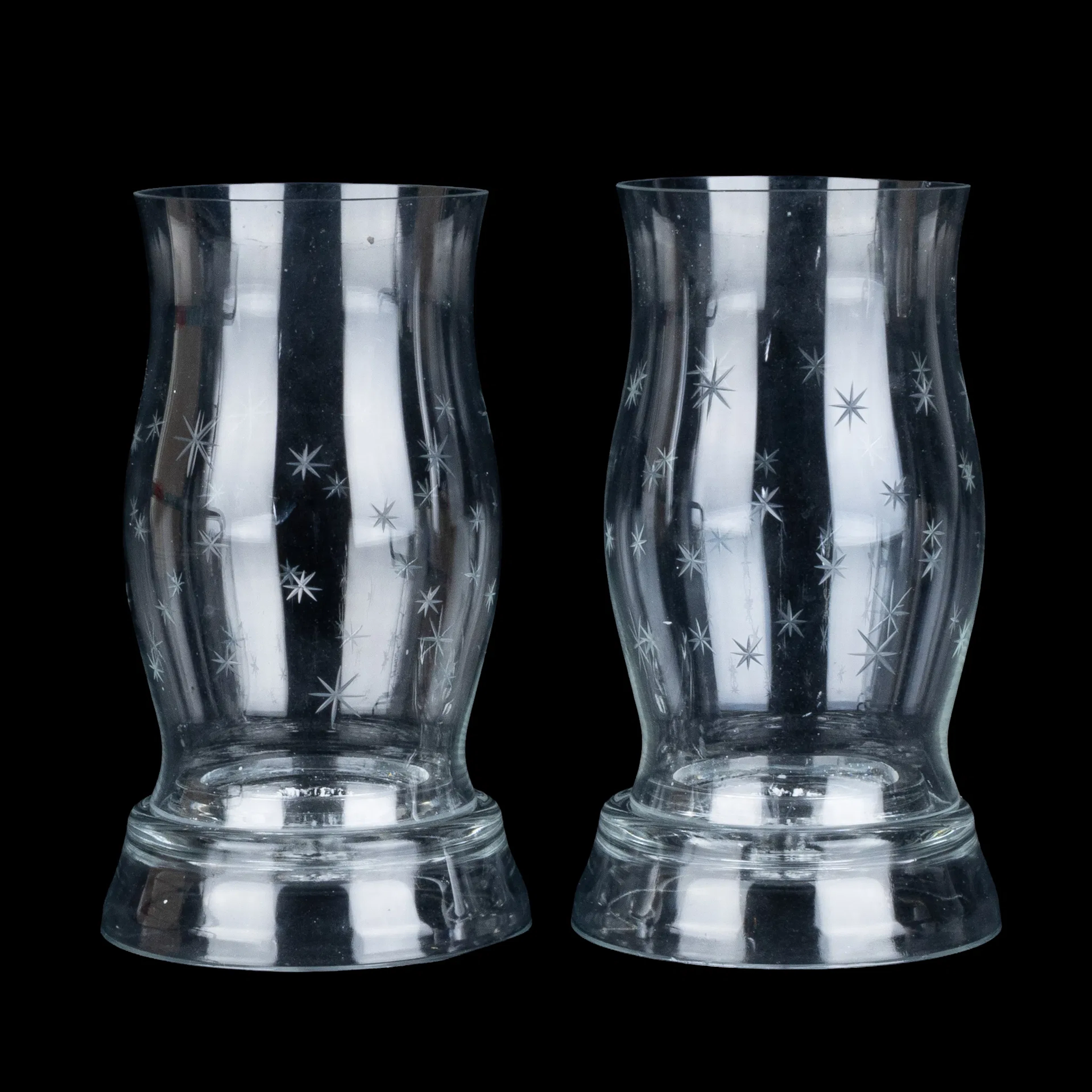 LINTERNA DE TORMENTA, 1 par, cristal, siglo XX
