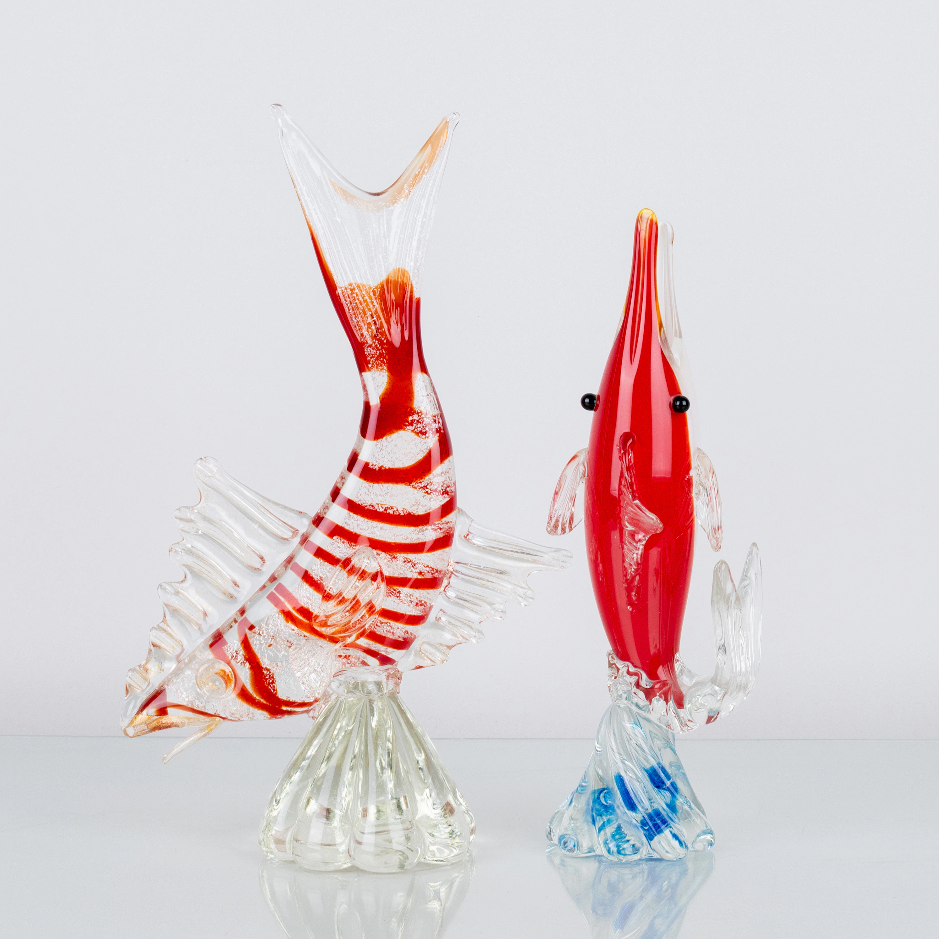 SCULTURE, 2 pezzi, vetro, Murano, 1900