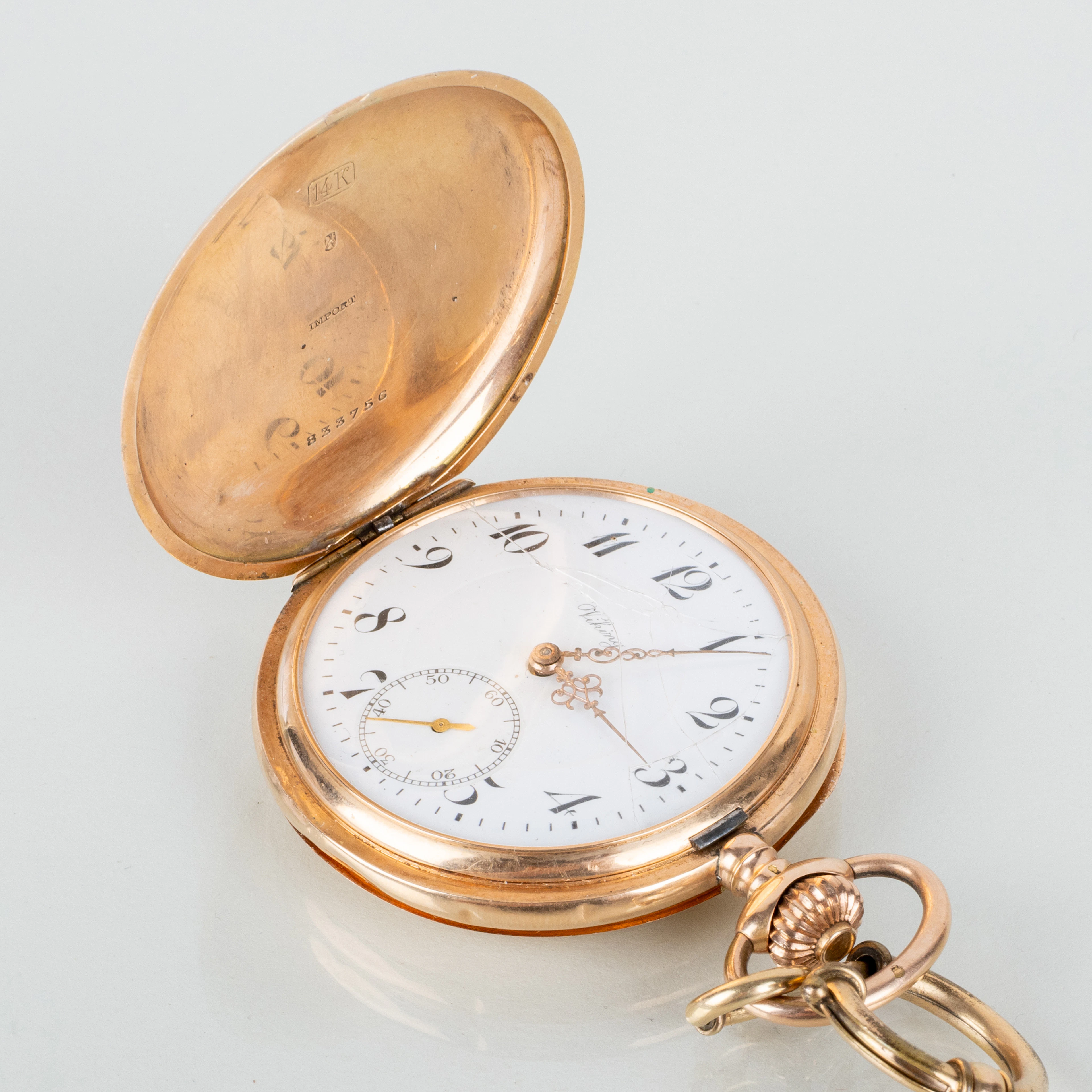 RELOJ DE BOLSILLO, oro de 14 quilates, savonett, Viking, la primera mitad del siglo XX