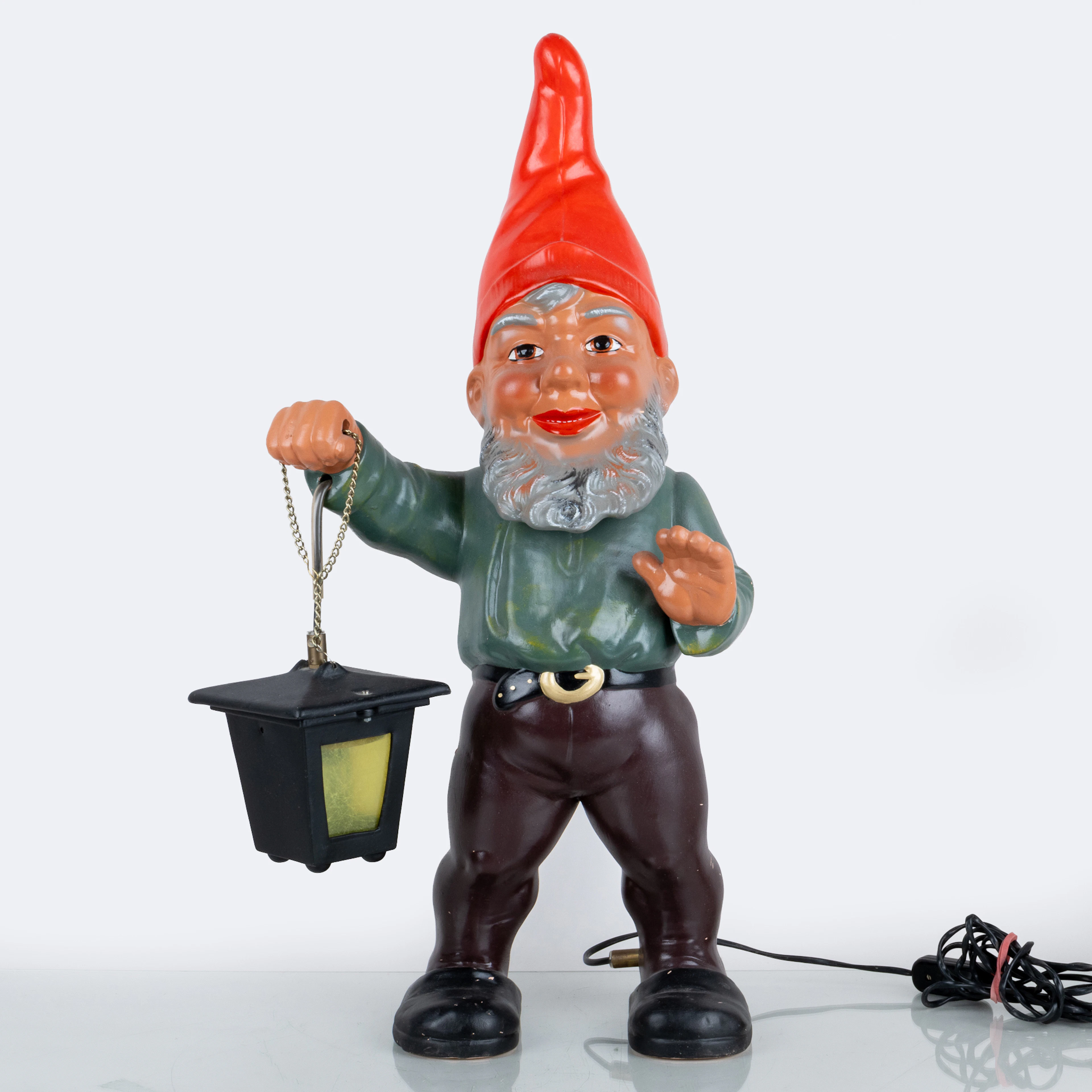 TOMTE med lykta, keramik, Heissner, Västtyskland, 1900-talets mitt