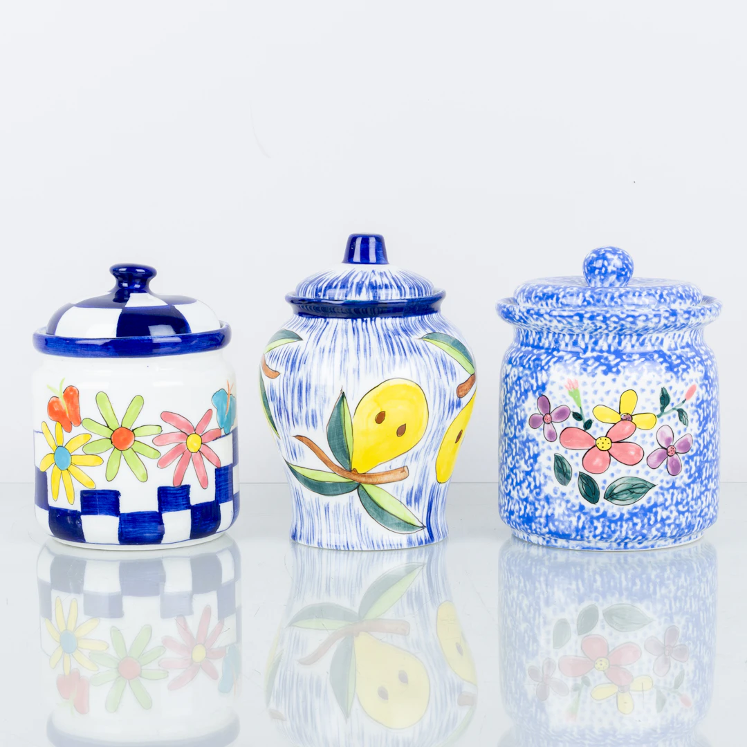 TARROS, 3 piezas, porcelana, segunda mitad del siglo XX