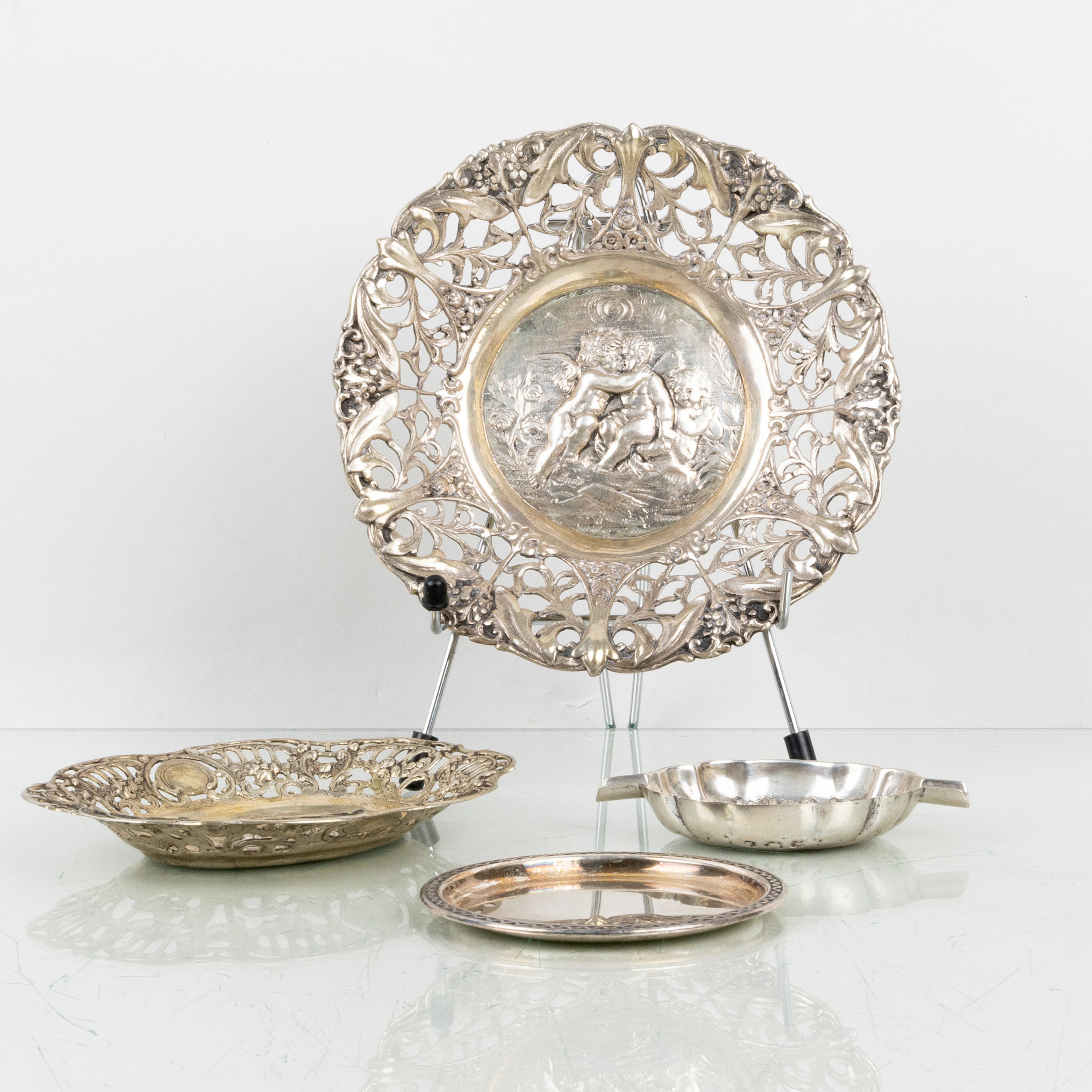 PIATTO, 4 pz, argento, 1900, peso totale circa 220 g