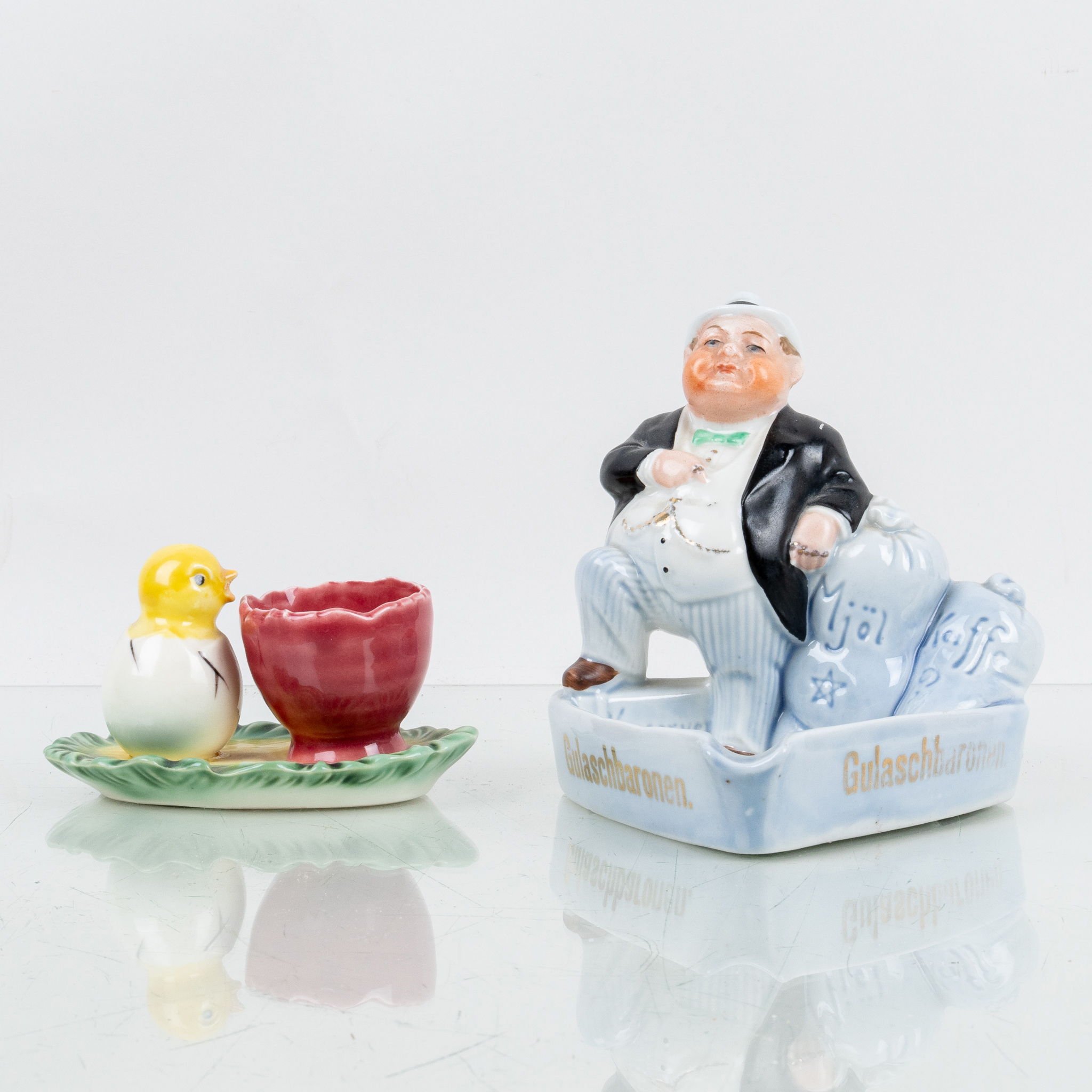 ASCHENBECHER UND EIERBECHER, Porzellan, erste Hälfte des 20. Jahrhunderts