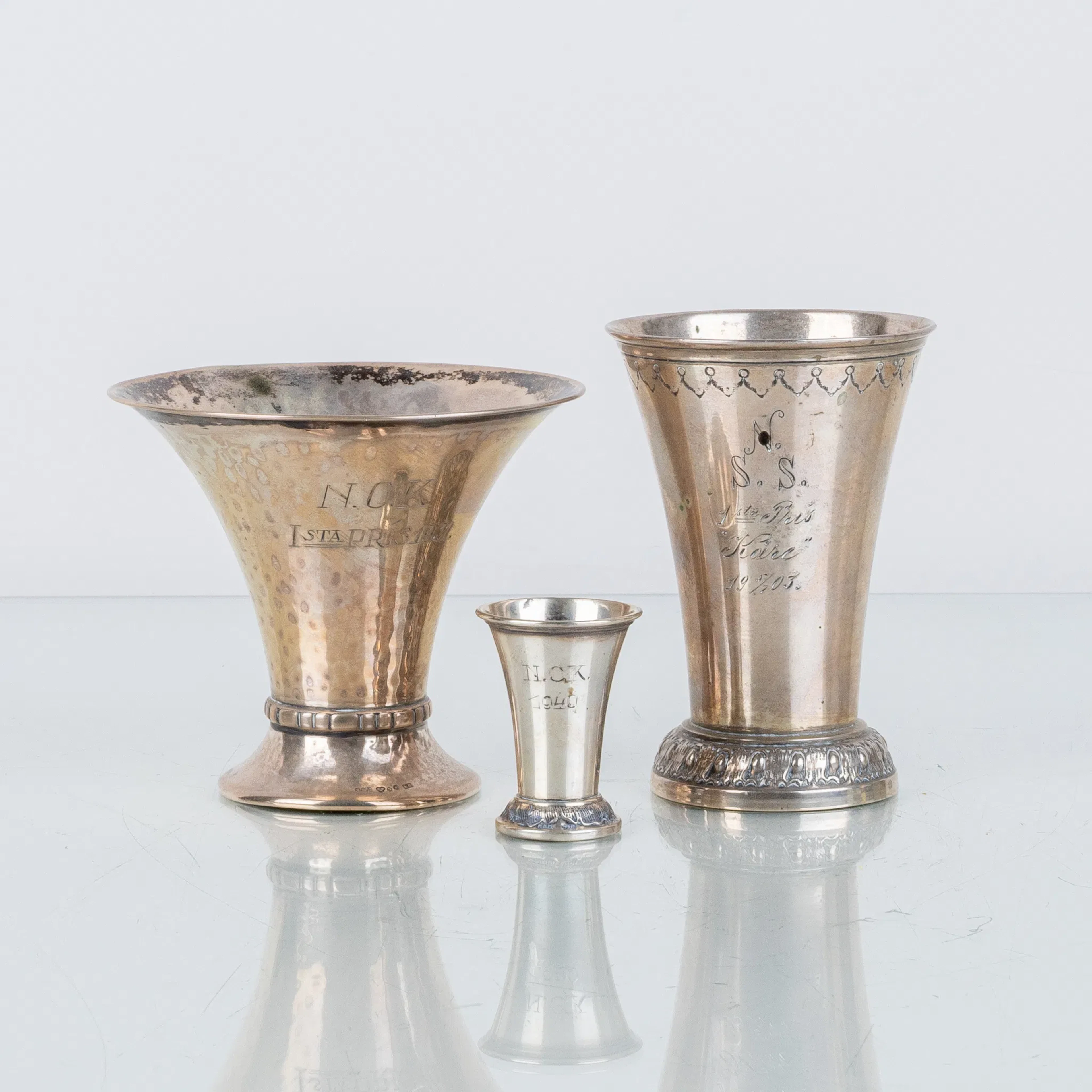 CUPS, 3 pcs, plata, GAB, Estocolmo y GABTP, 1903, 1917 y 1931