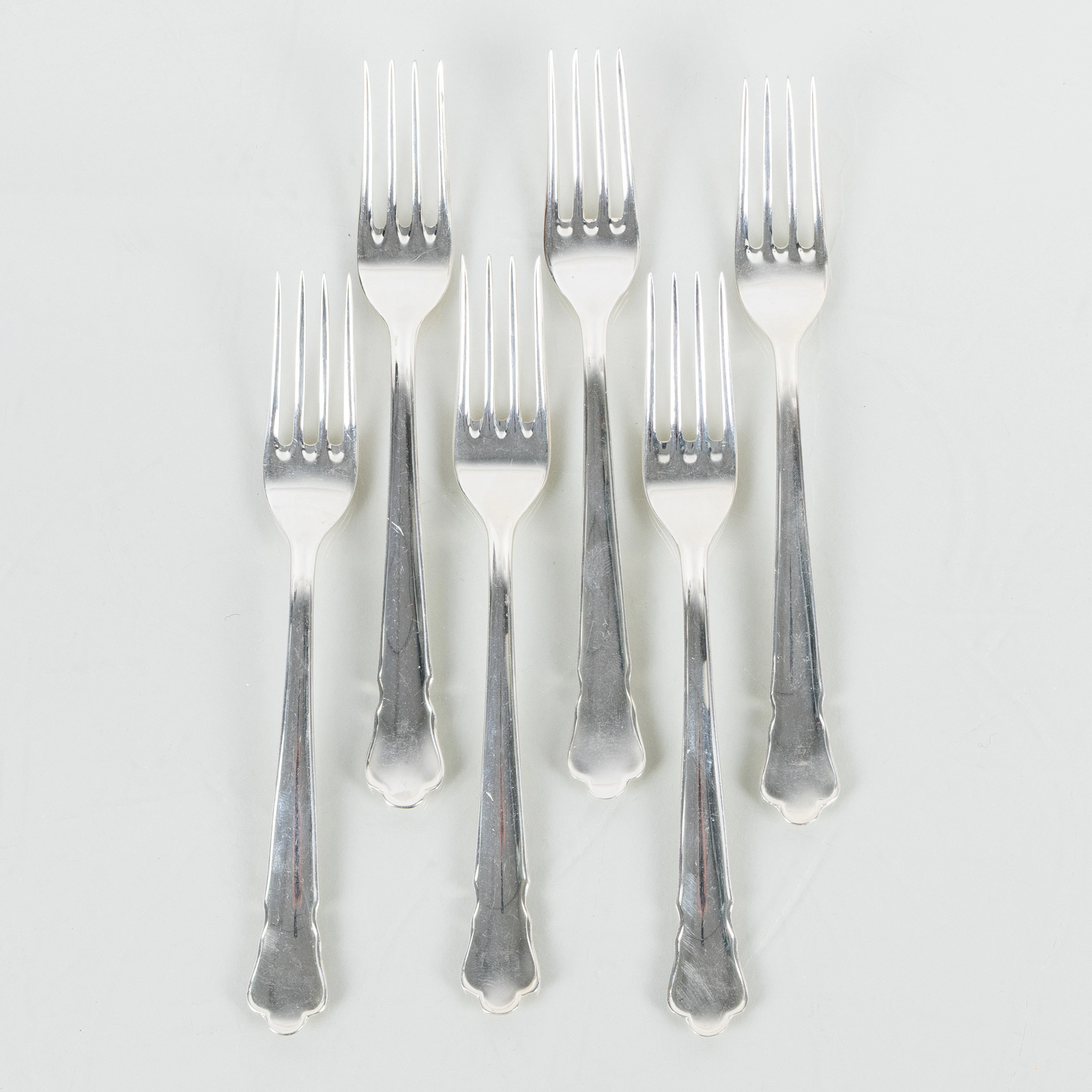 FORCHETTE SANDWICH, 6 pezzi, argento, GAB Stockholm R9, peso totale circa 145 g