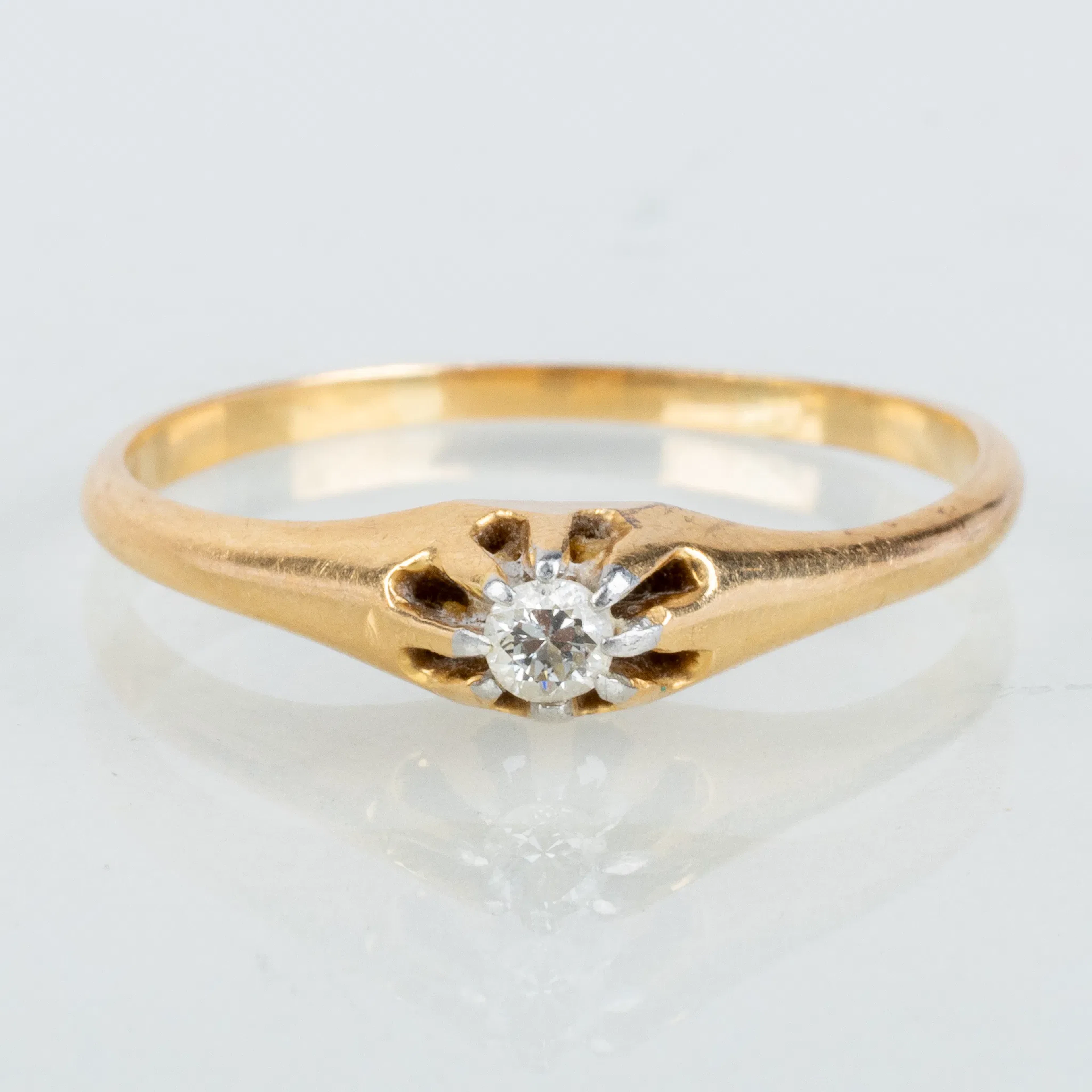 ANELLO, oro 14k, con diamante taglio brillante