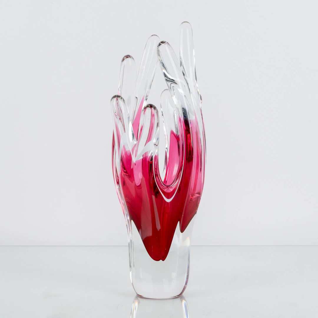 VASE, cristal, posiblemente "Coquille", Flygsfors, mediados del siglo XX