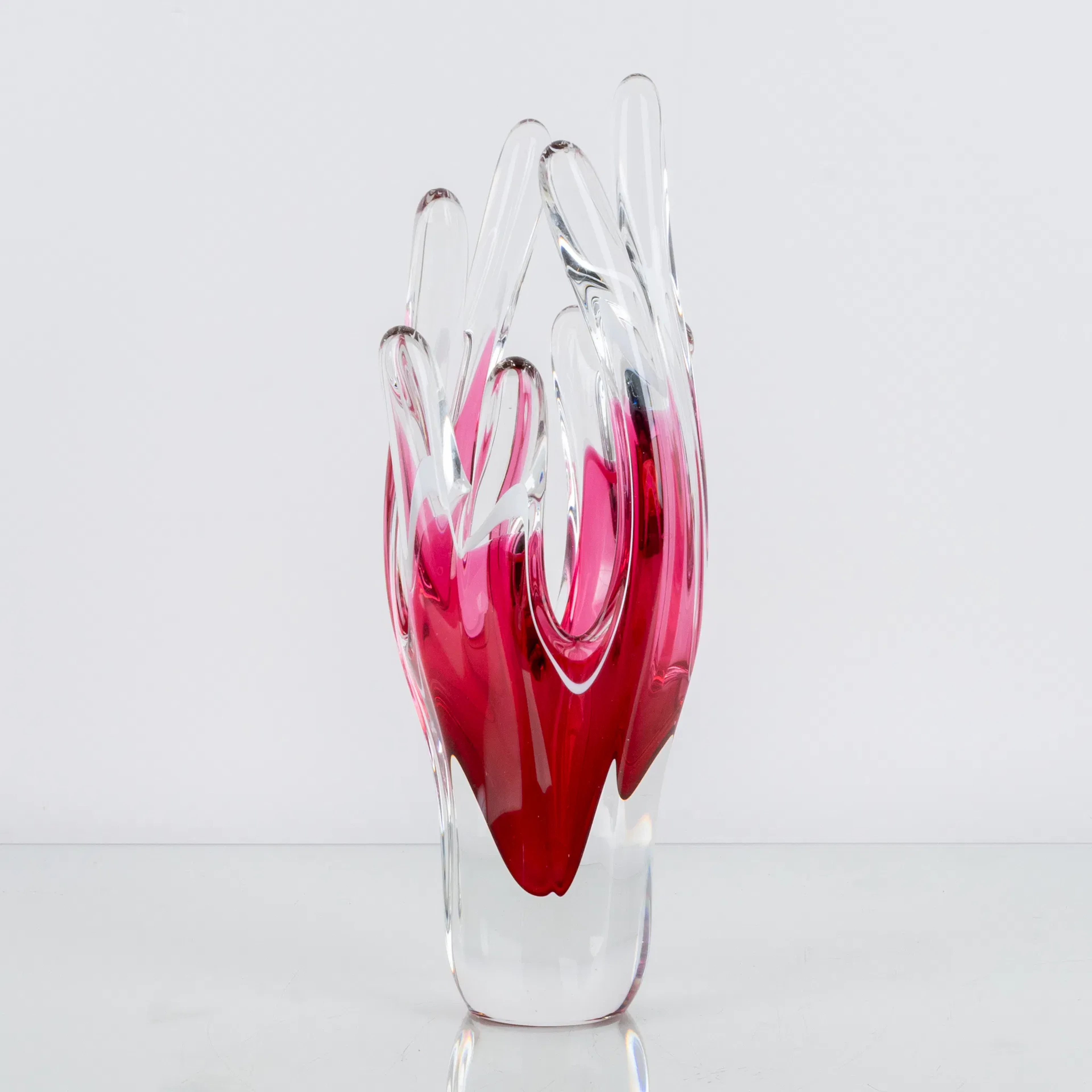 VASE, cristal, posiblemente "Coquille", Flygsfors, mediados del siglo XX