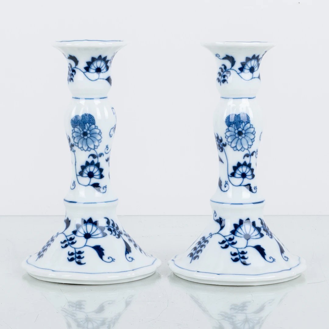 CANDELABROS, 1 par, porcelana, Danubio azul, Japón, 1900s