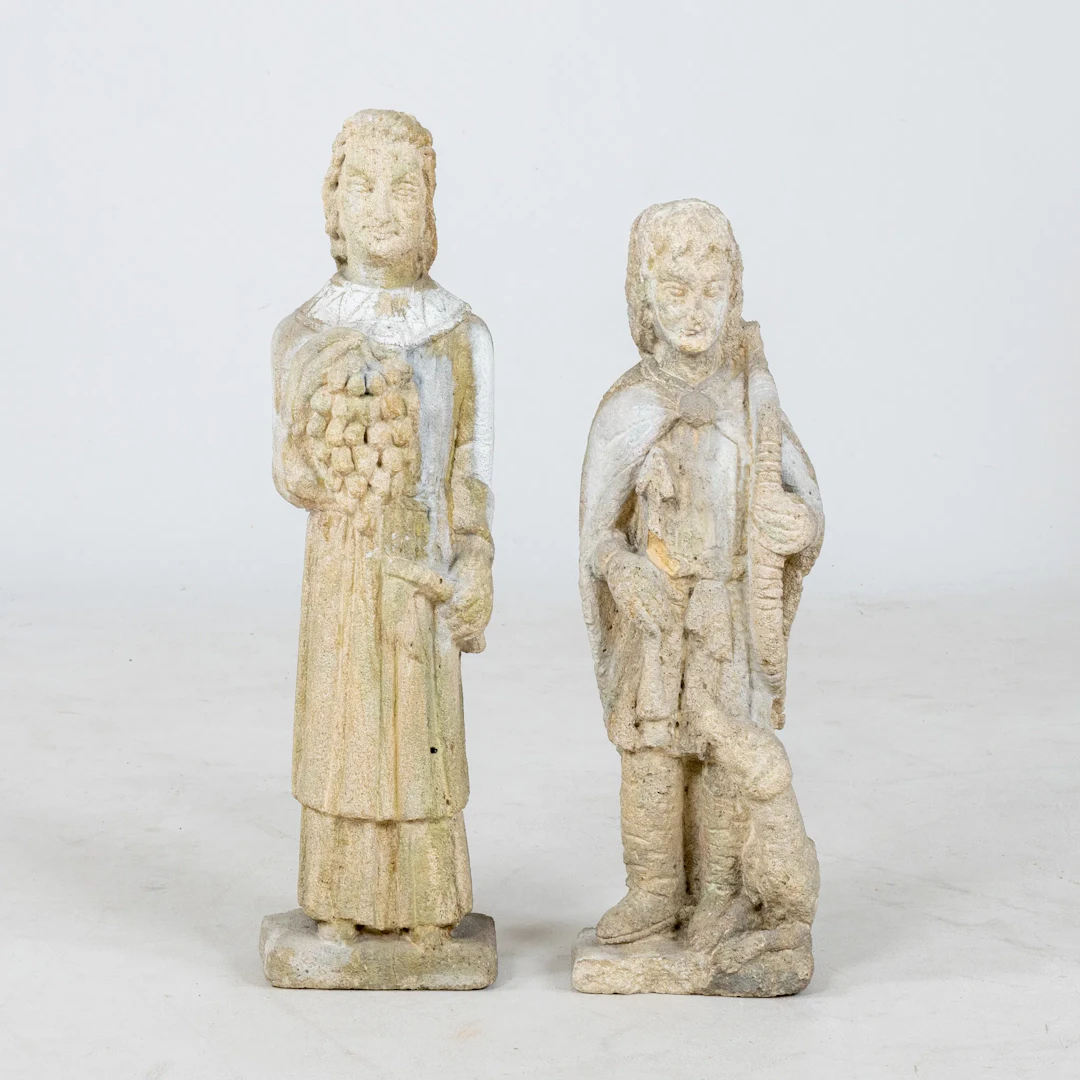 ESCULTURAS, 1 par, piedra, siglos XIX/1900
