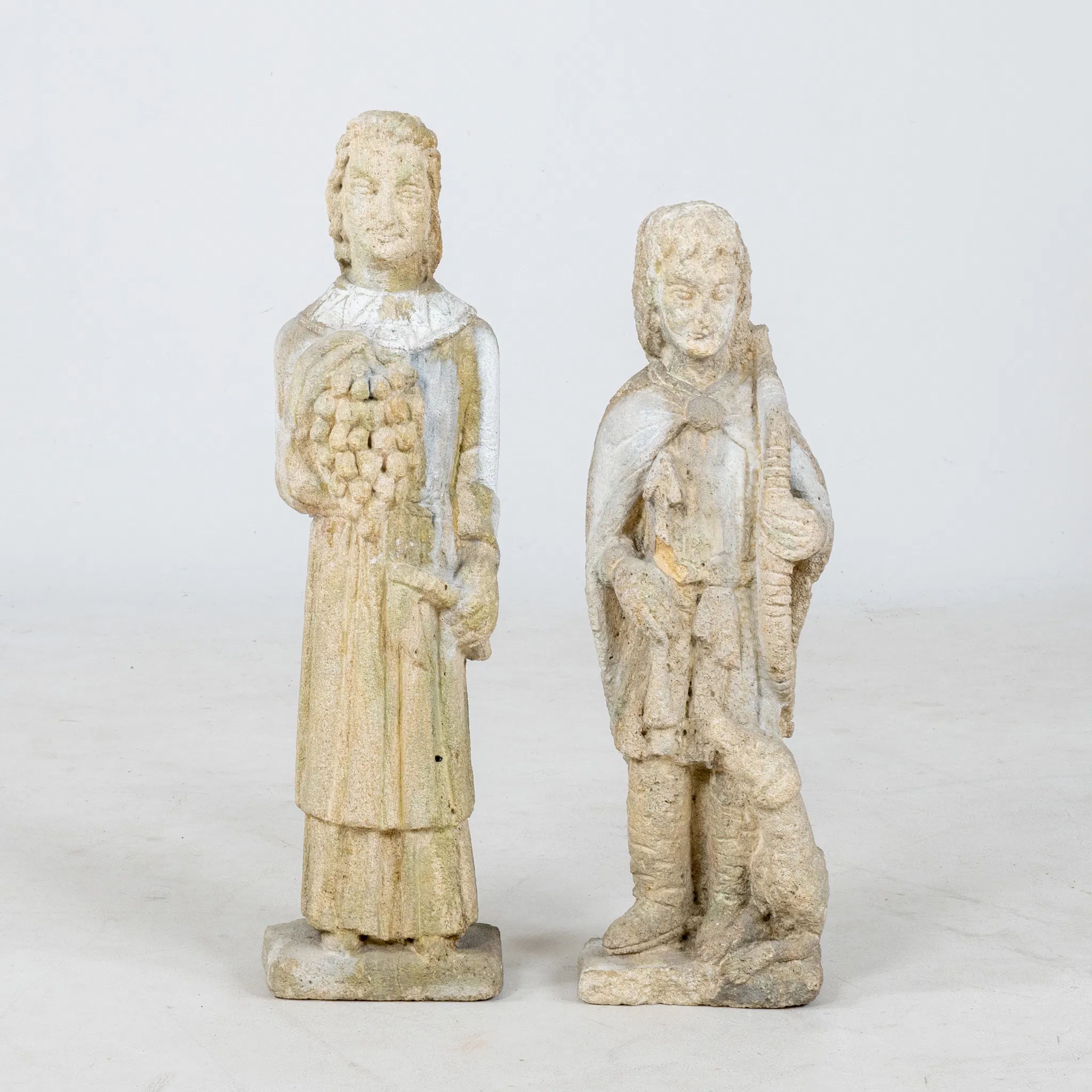 ESCULTURAS, 1 par, piedra, siglos XIX/1900
