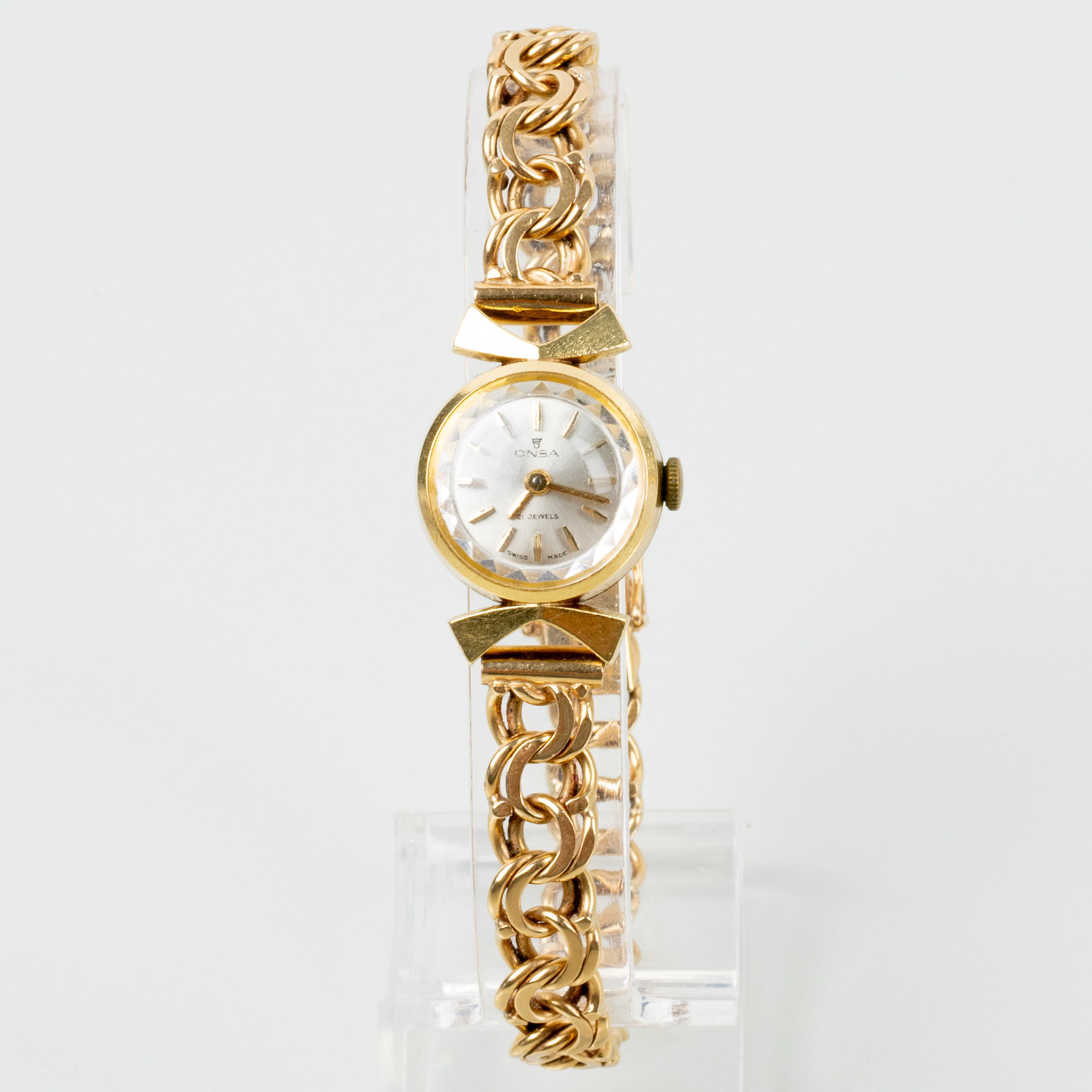 OROLOGIO DA POLSO DA DONNA, oro 18 carati, Onsa, peso totale circa 25,6 g