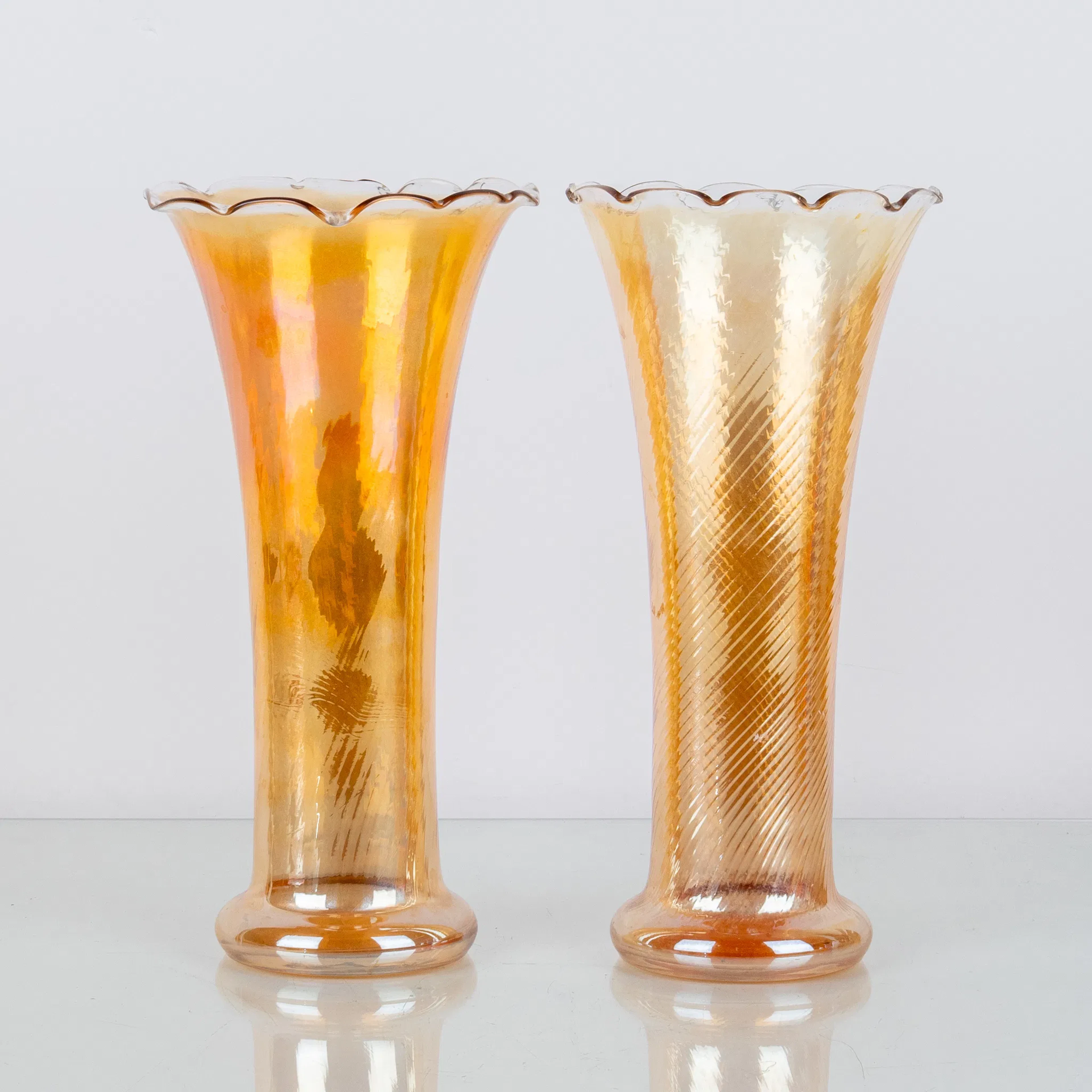 VASES, 1 pair of similar, luster glass, mid-1900s