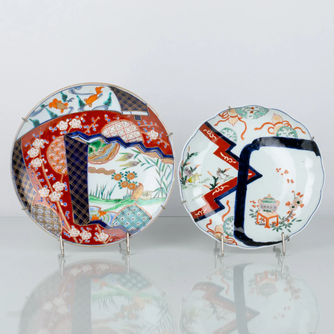 CUENCO TRAS, 2 piezas, porcelana, Imari, Japón, siglos XIX/XIX