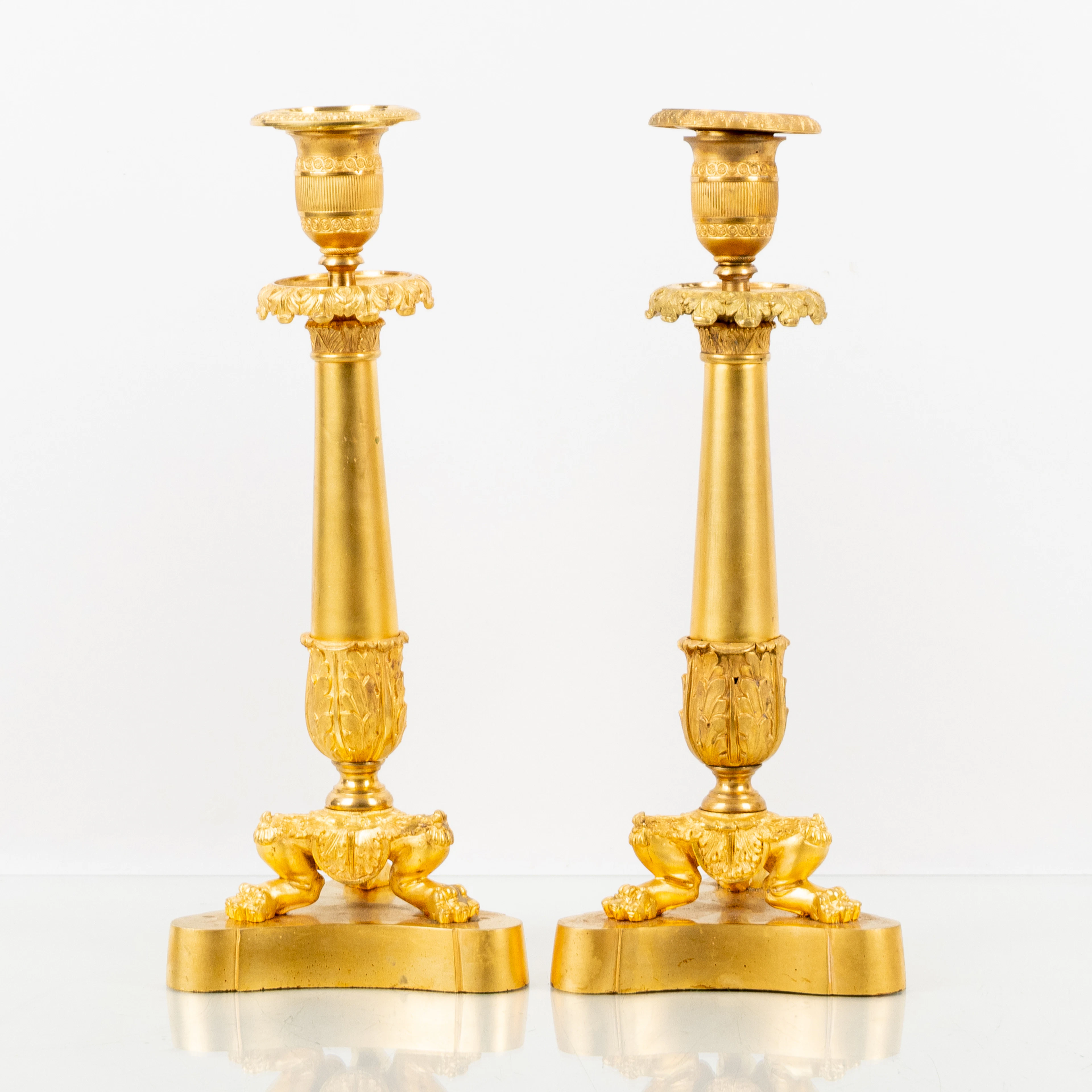 CANDELABROS, 1 par, bronce, Francia, 1800