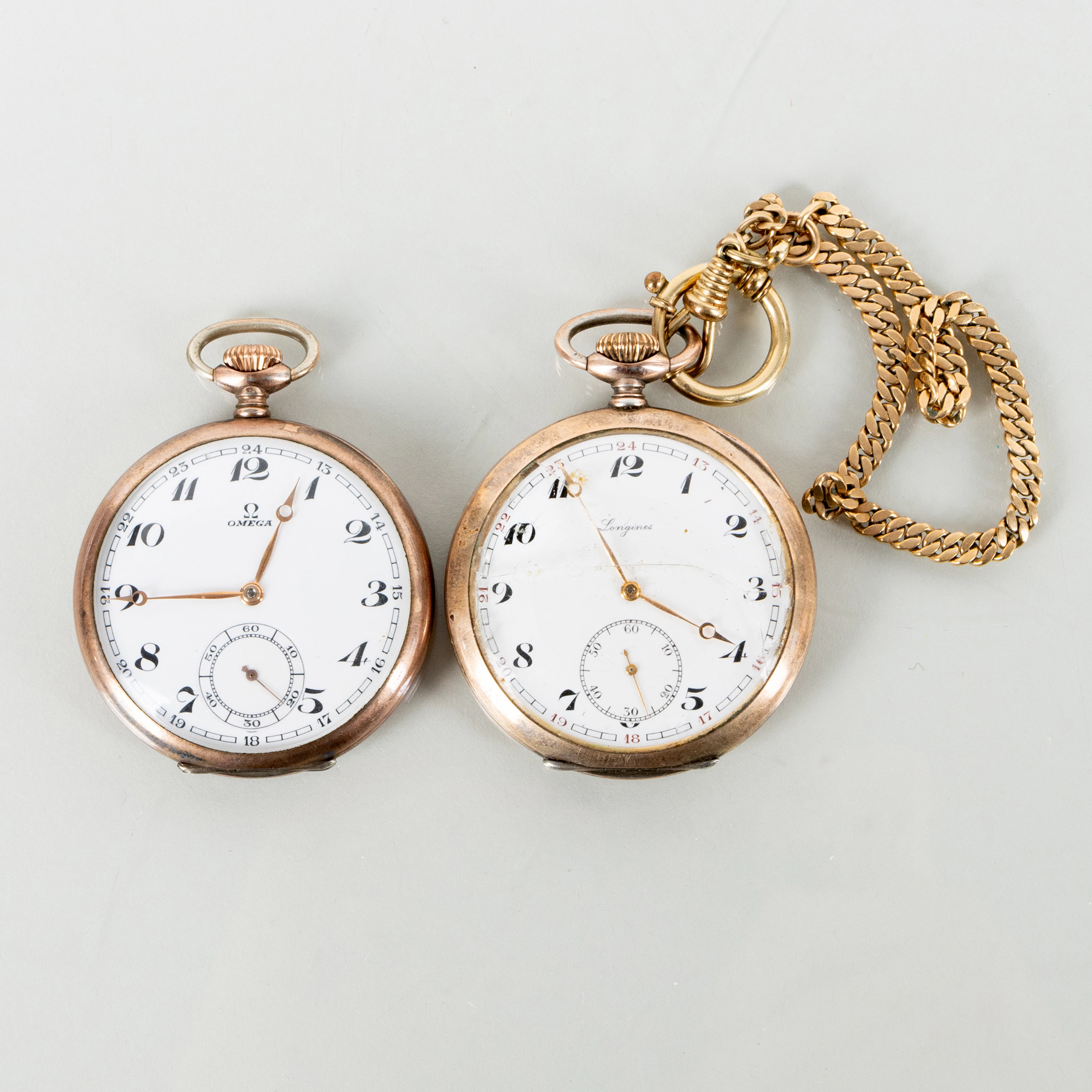 RELOJ DE BOLSILLO, 2 piezas, plata, Longines y Omega, la primera mitad del siglo XX