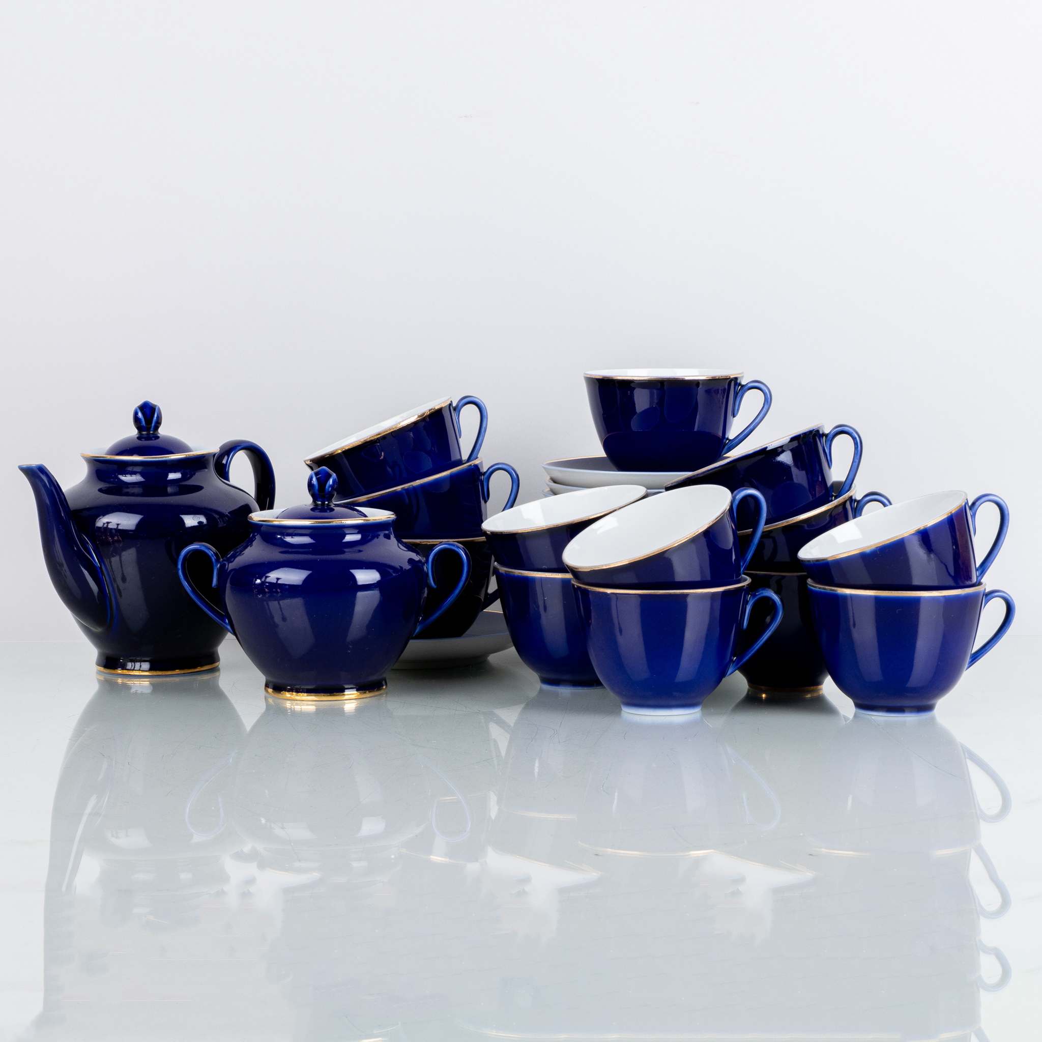 BESTECK, 15 Stück, Porzellan, Lomonossow, Russland, 1900er Jahre