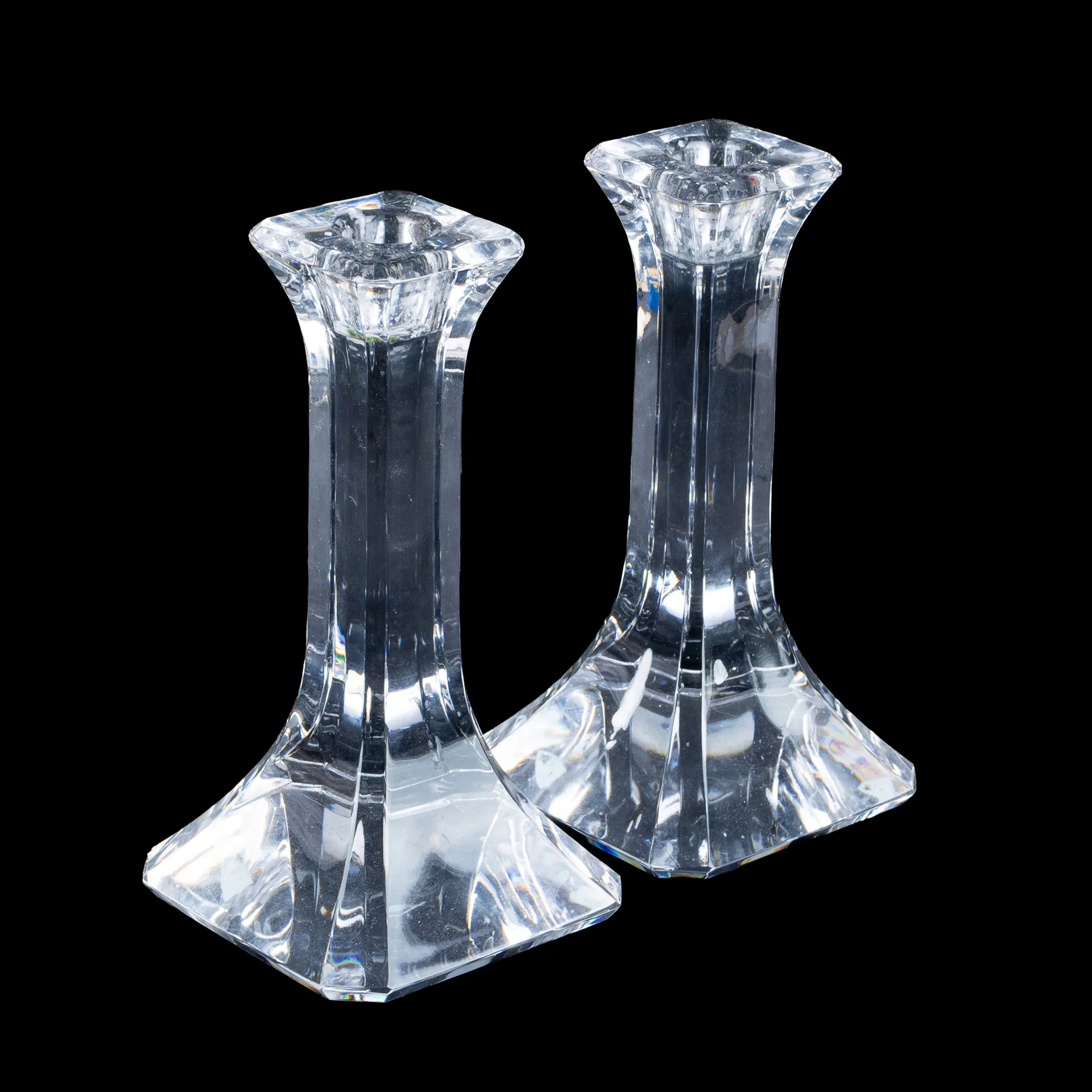 OLLE ALBERIUS, 1 par de candelabros de cristal, "Regina", Orrefors