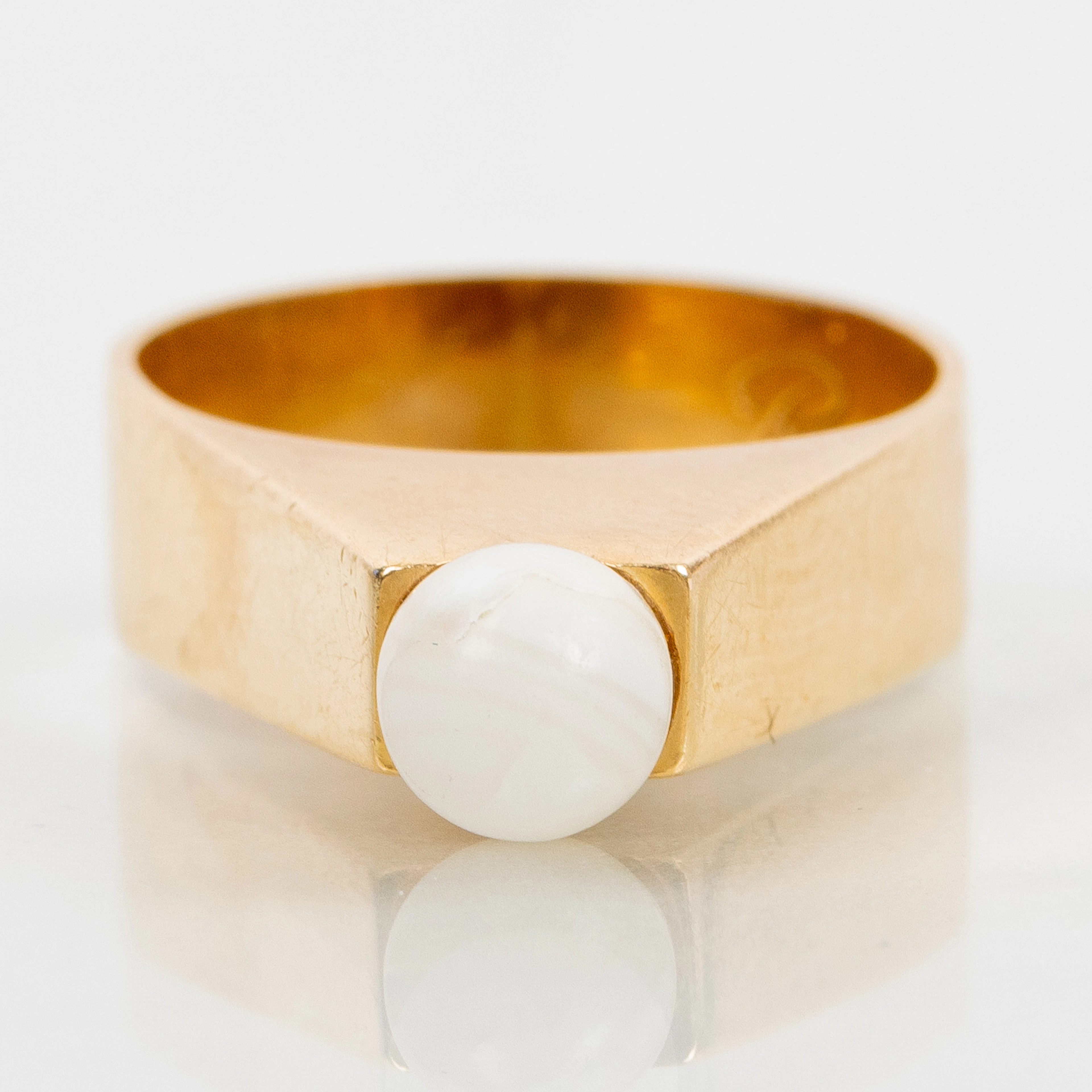 ANELLO, oro 18 carati, con perla, peso tot circa 5 g