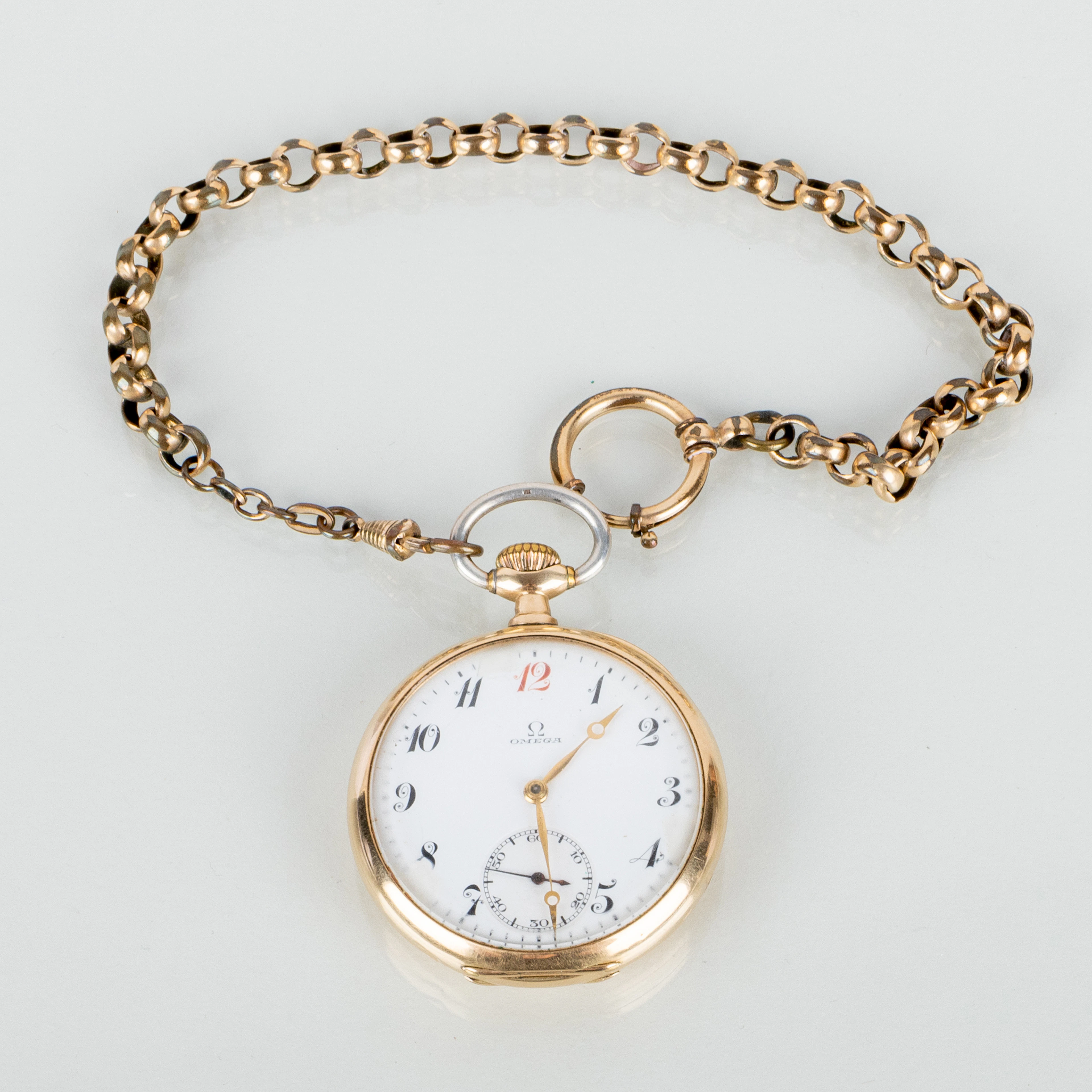 RELOJ DE BOLSILLO, oro 14 quilates, Omega, la primera mitad del siglo XX