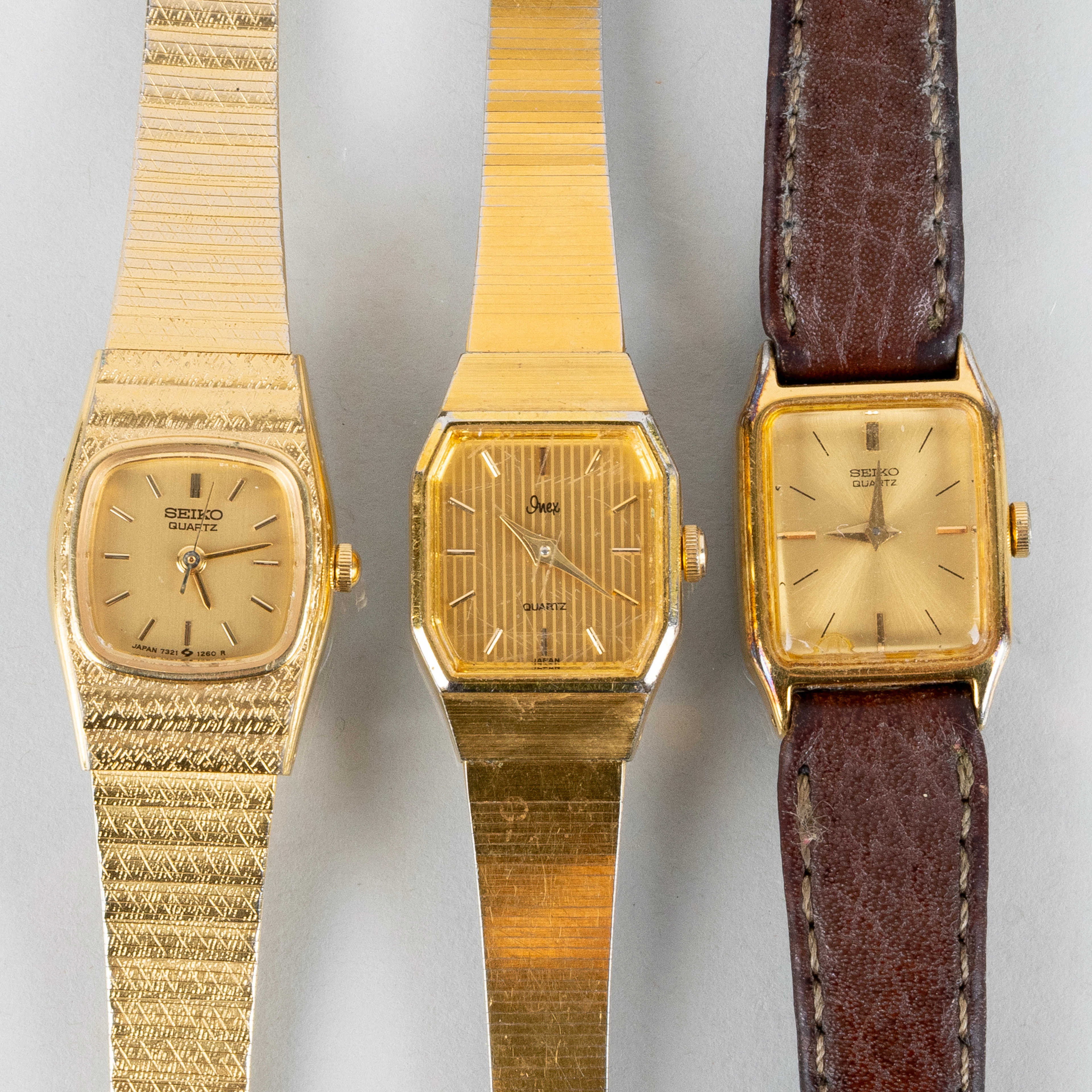 MONTRES-BRACELETS FEMMES, 3 pièces, dont Seiko, or sur acier, seconde moitié des années 1900