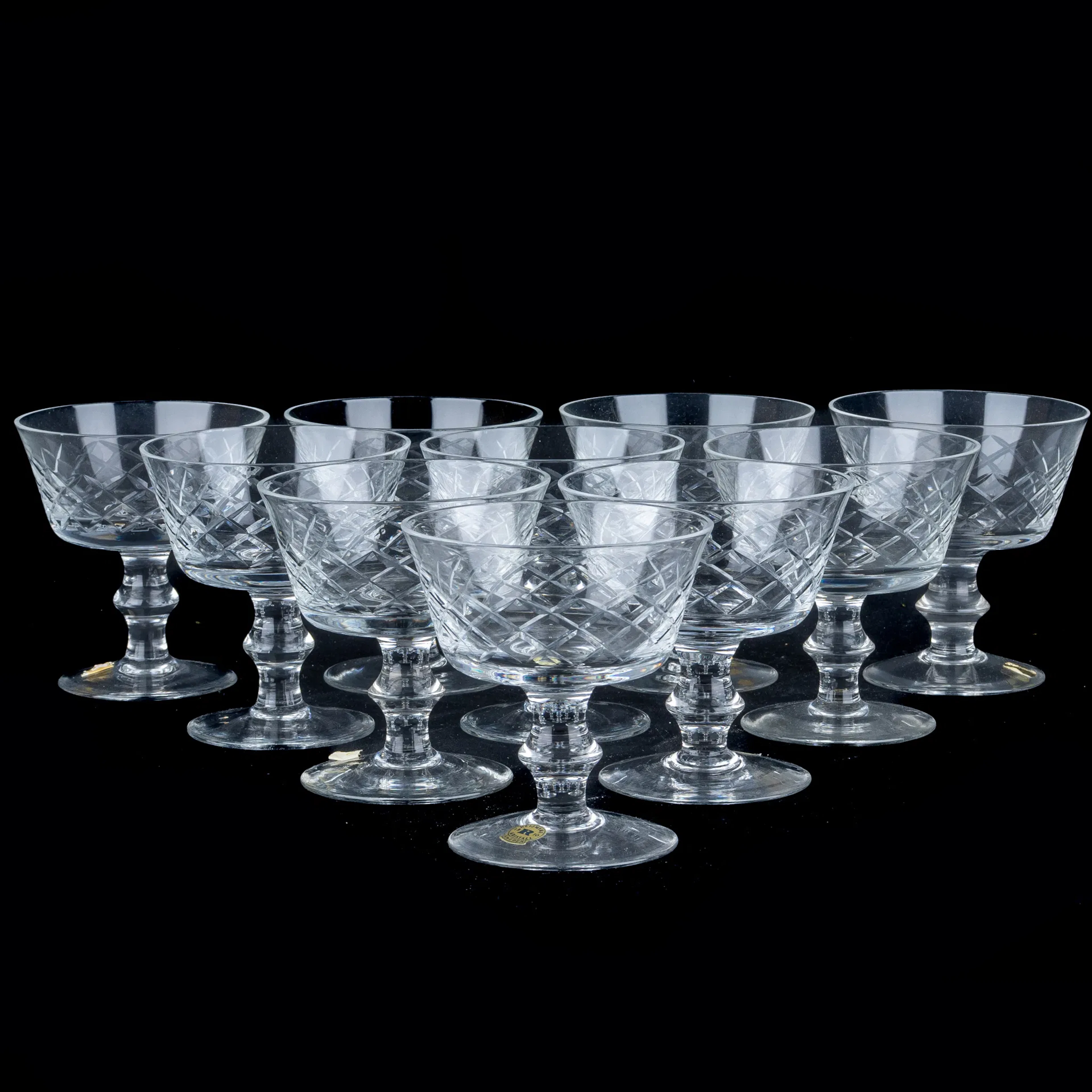 Cuencos COUPÉ, 10 piezas, vidrio, fábrica de vidrio Reijmyre, mediados del siglo XX