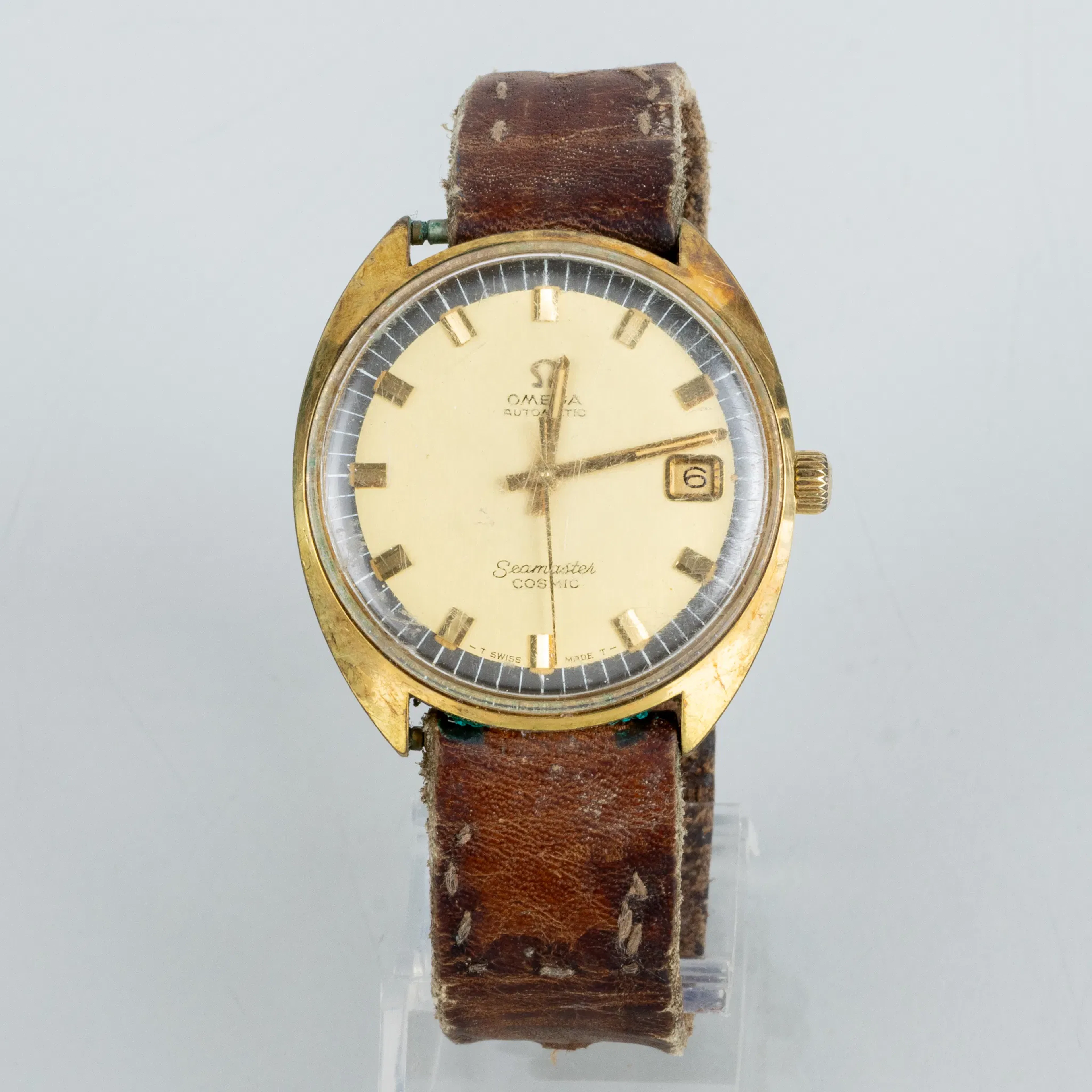 OMEGA, reloj de pulsera de hombre, Seamaster Cosmic Automatic, pulsera de oro, siglo XX