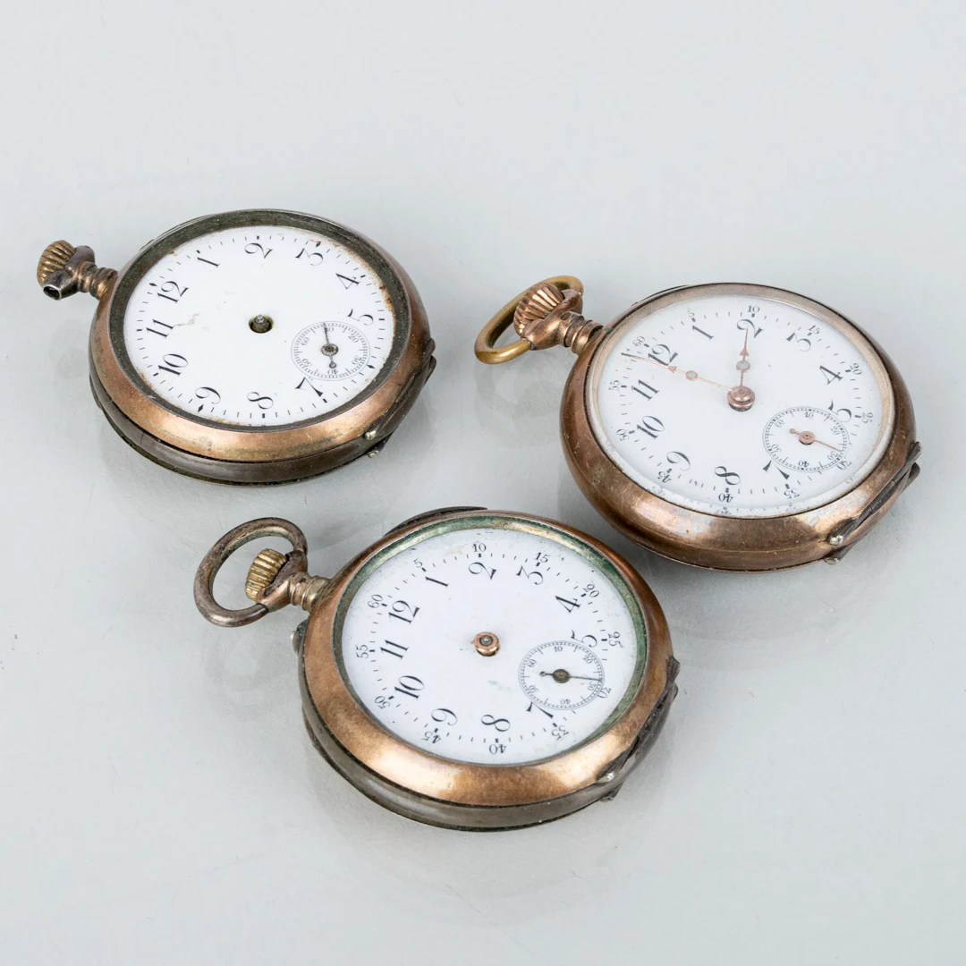 RELOJ DE BOLSILLO, 3 piezas, plata, mujeres, la primera mitad del siglo XX