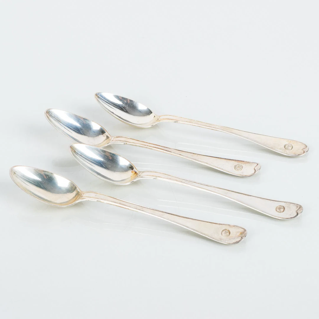 CUCHARADITAS, 4 piezas, plata, "Sueco Antiguo", incluyendo Anders Malmberg 1815