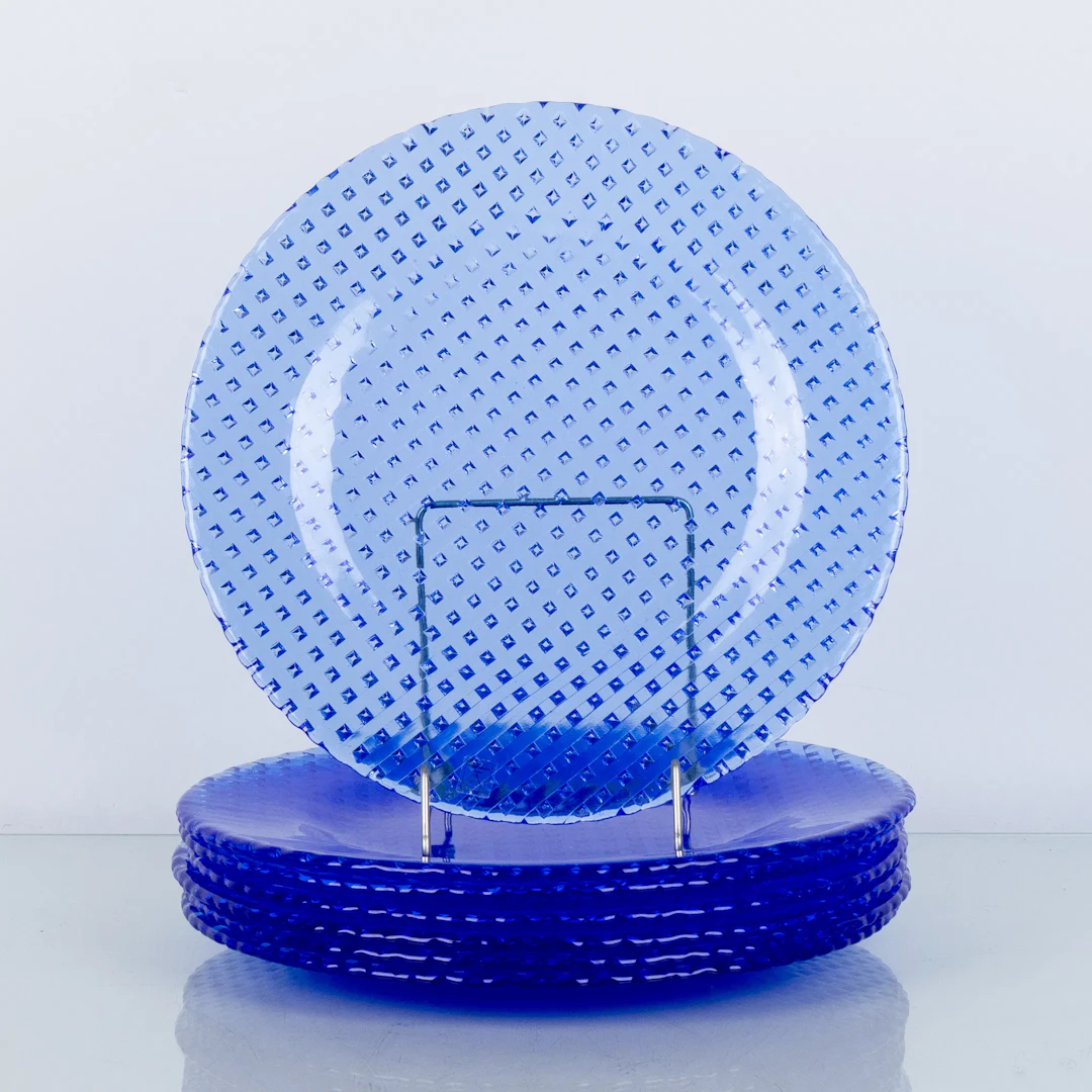 MATT PLATES, 6 pcs, blue glass, Johansfors, the second half of the 1900s
