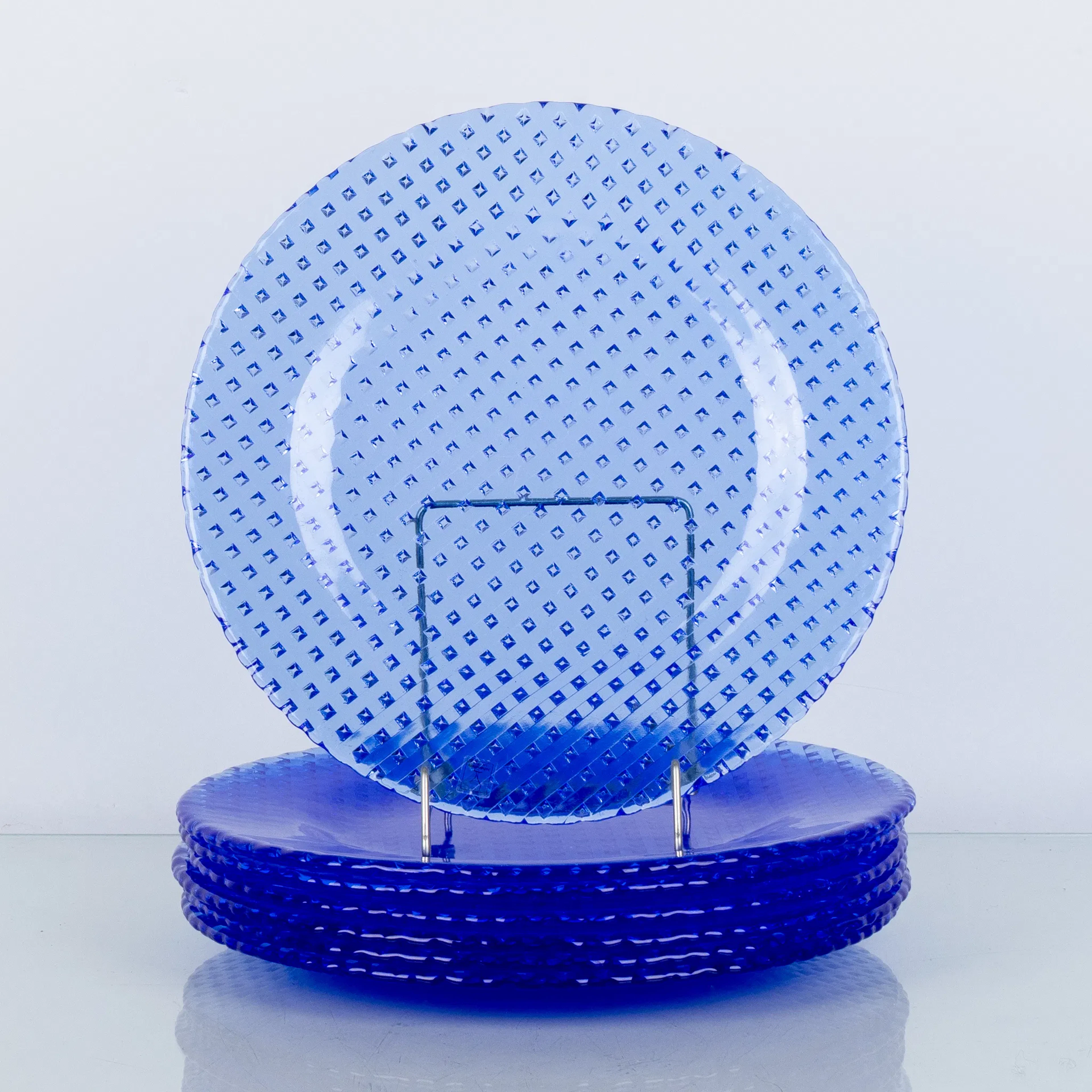 MATT PLATES, 6 pcs, blue glass, Johansfors, the second half of the 1900s