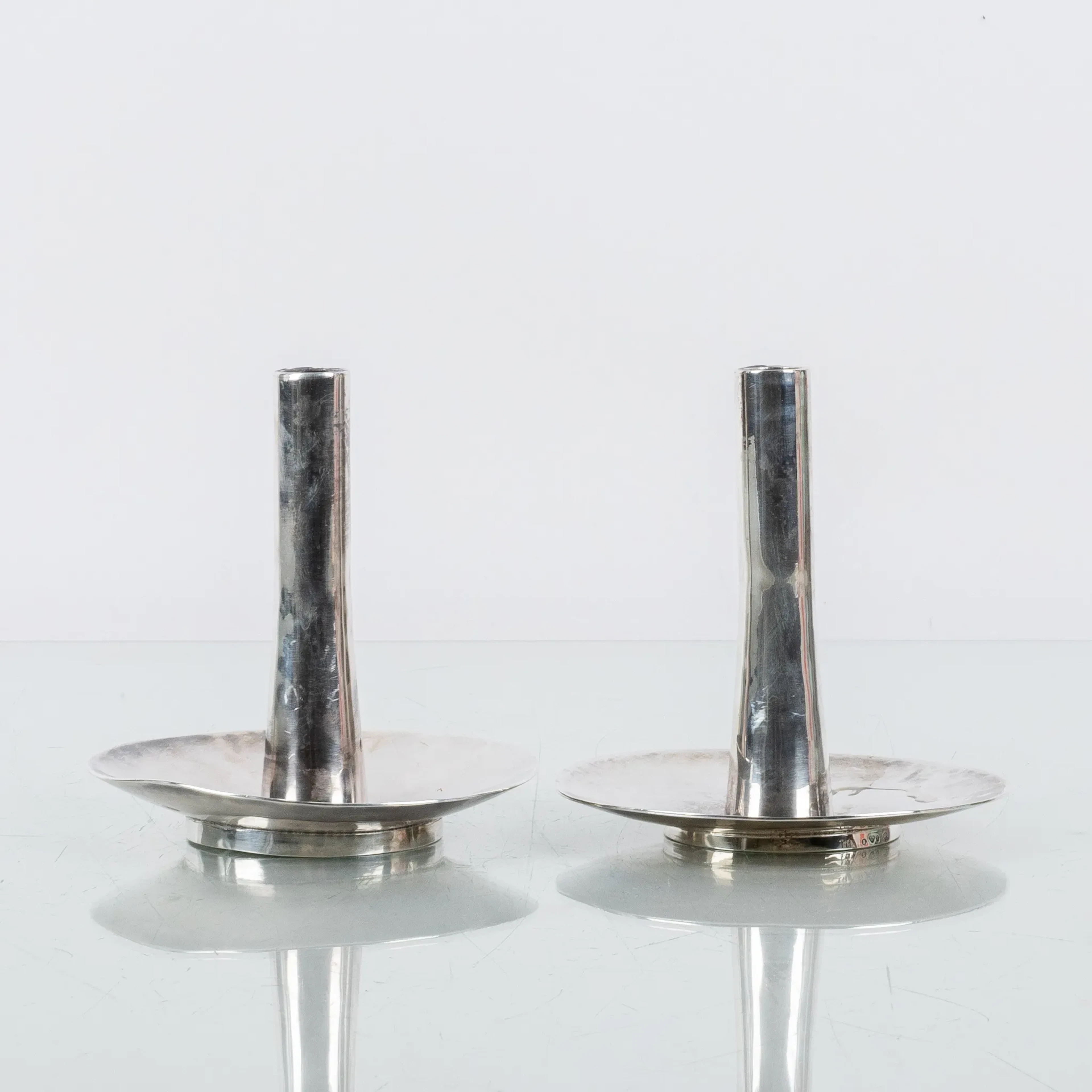 CANDELABRI, 1 paio, argento, francobolli TH Stoccolma 1976