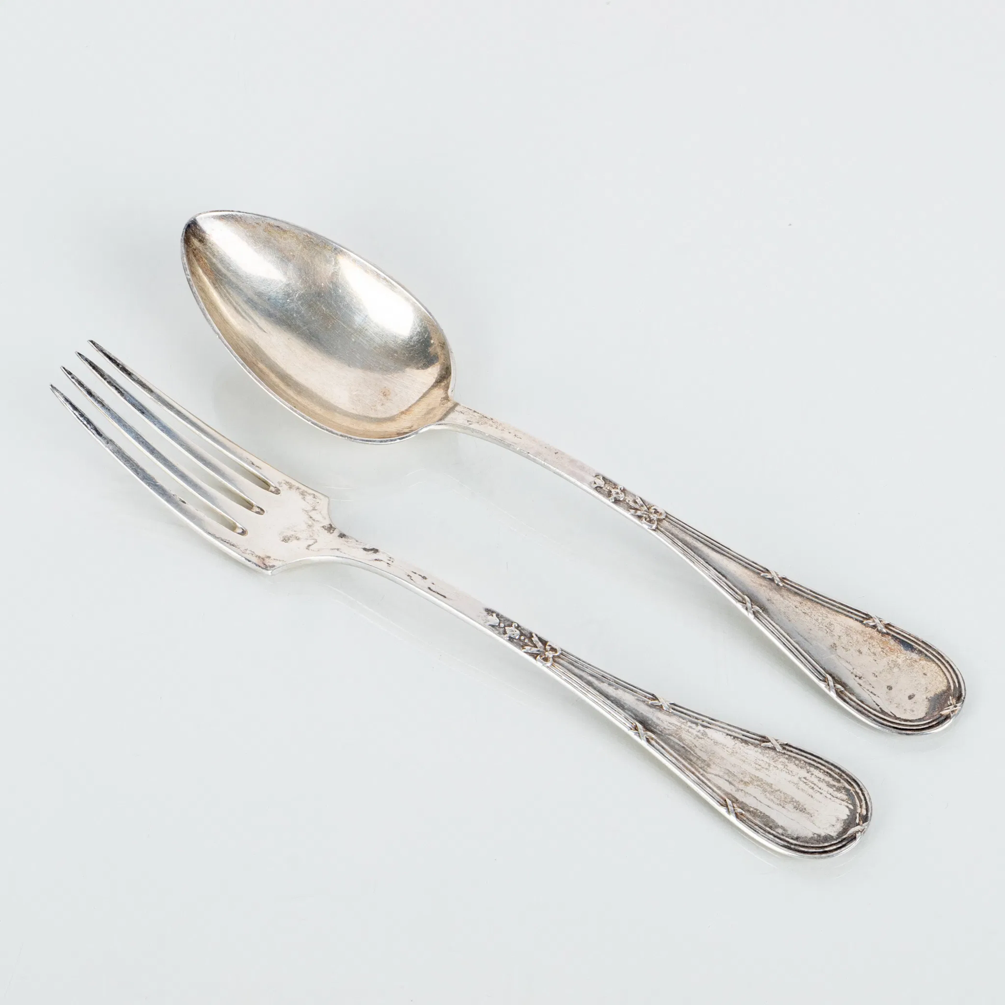 TENEDOR Y CUCHARA, plata, "La Rosa", CG Hallberg, Estocolmo 1911