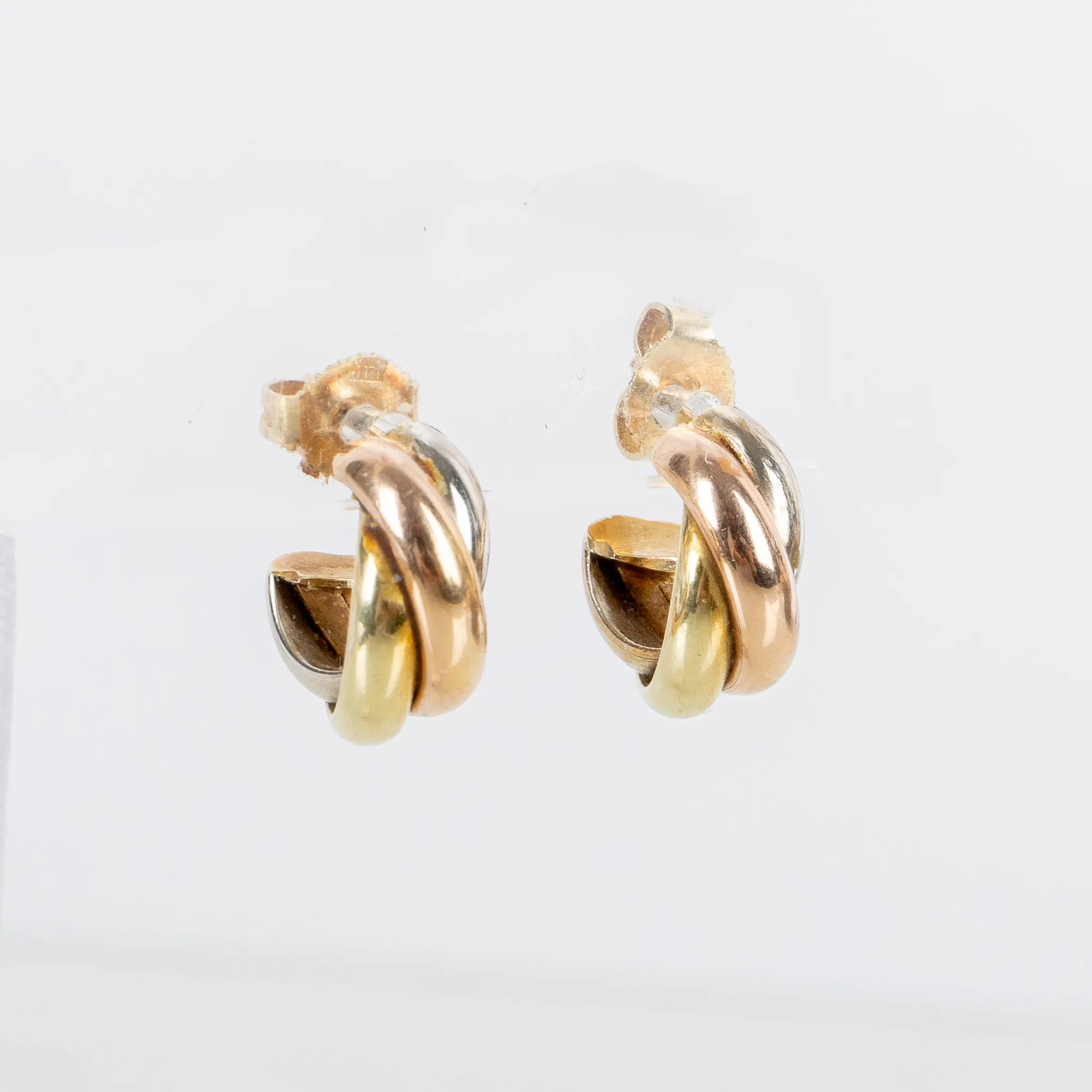 PENDIENTES, 1 par, oro 14 quilates, trois coleurs, siglos XX/2000