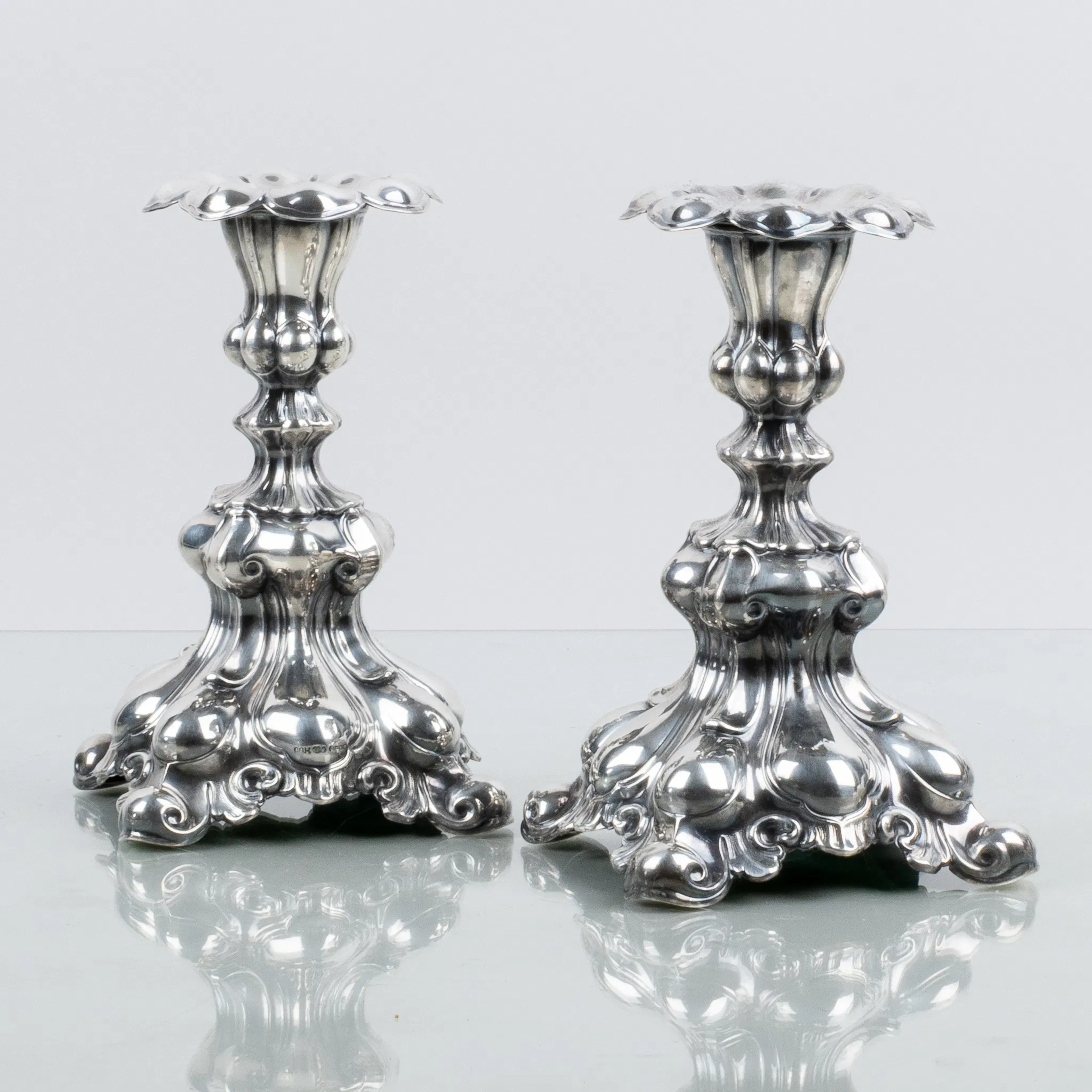 KERZENSTÄNDER, 1 Paar, Silber, CG Hallberg, 1955